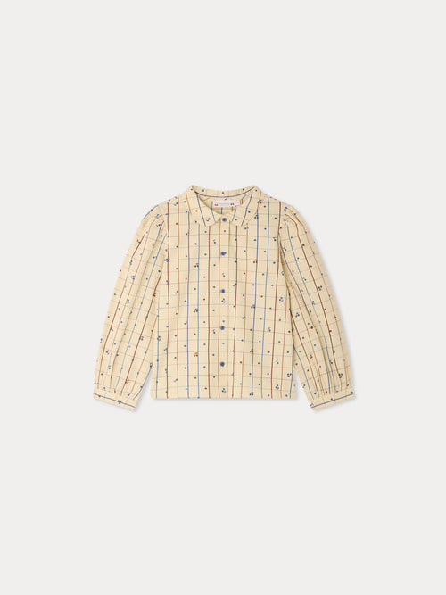 Maffa blouse with hand-embroidered cherries in organic cotton
