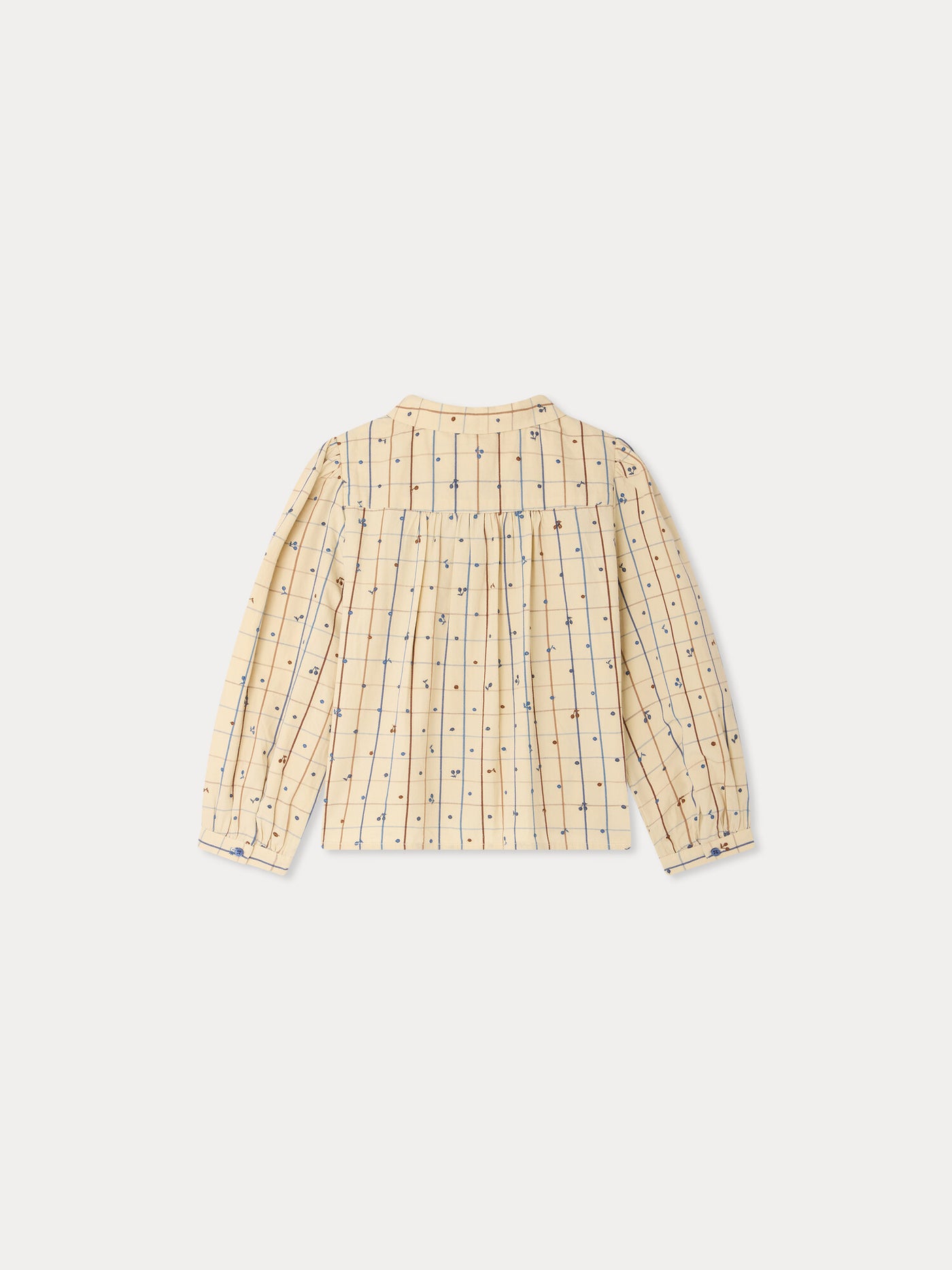 Maffa blouse with hand-embroidered cherries in organic cotton