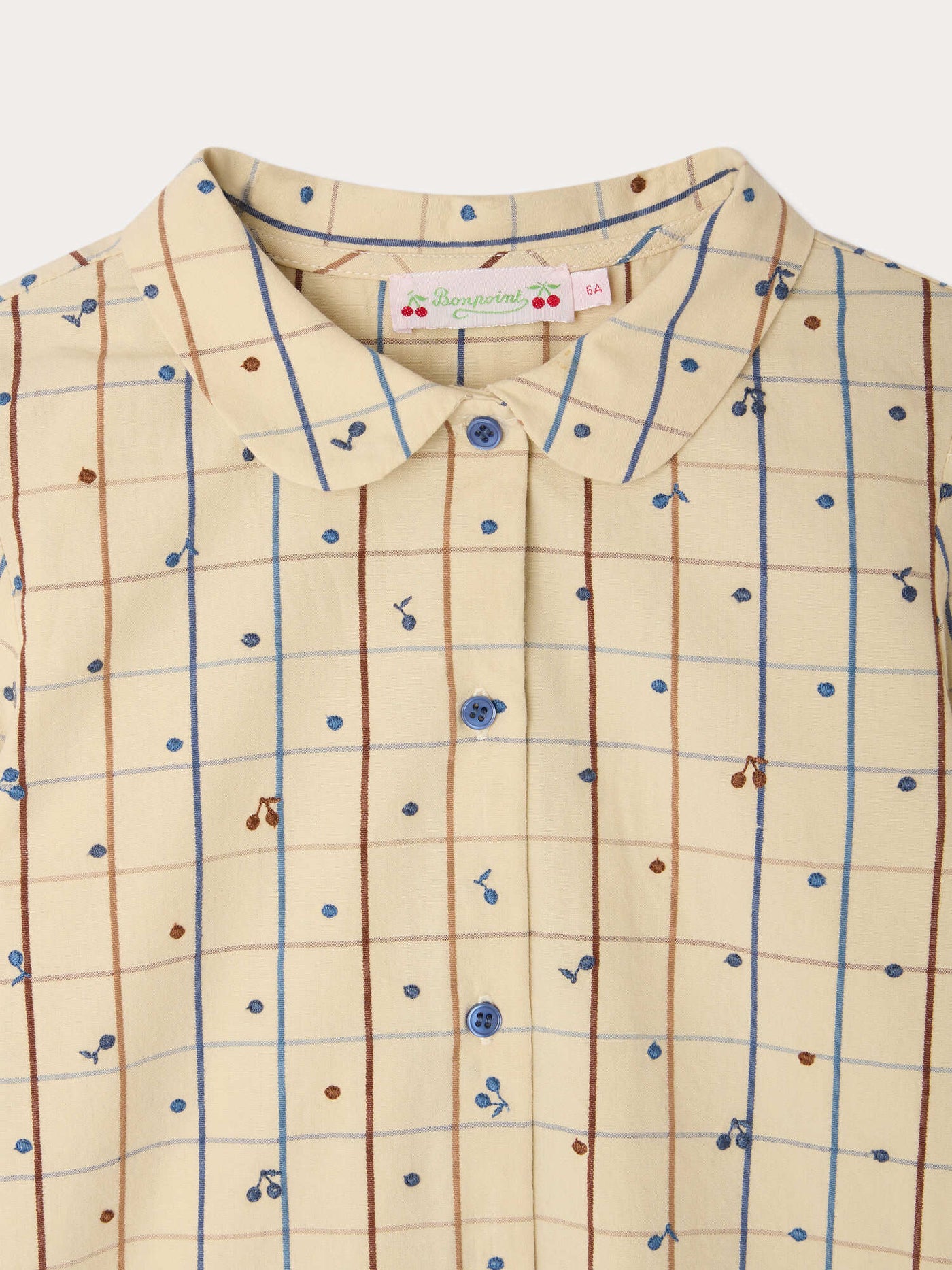 Maffa blouse with hand-embroidered cherries in organic cotton