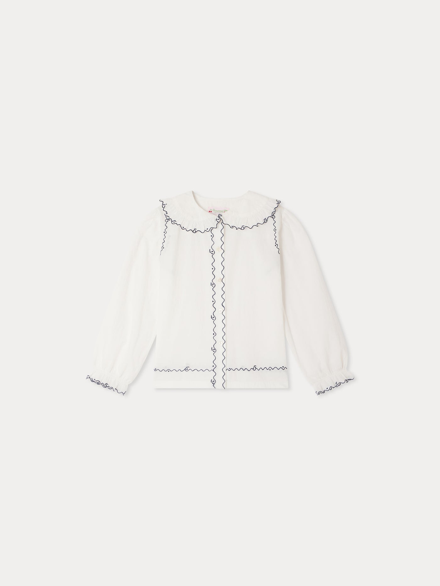 Maneke blouse with Peter Pan collar embroidery in organic cotton