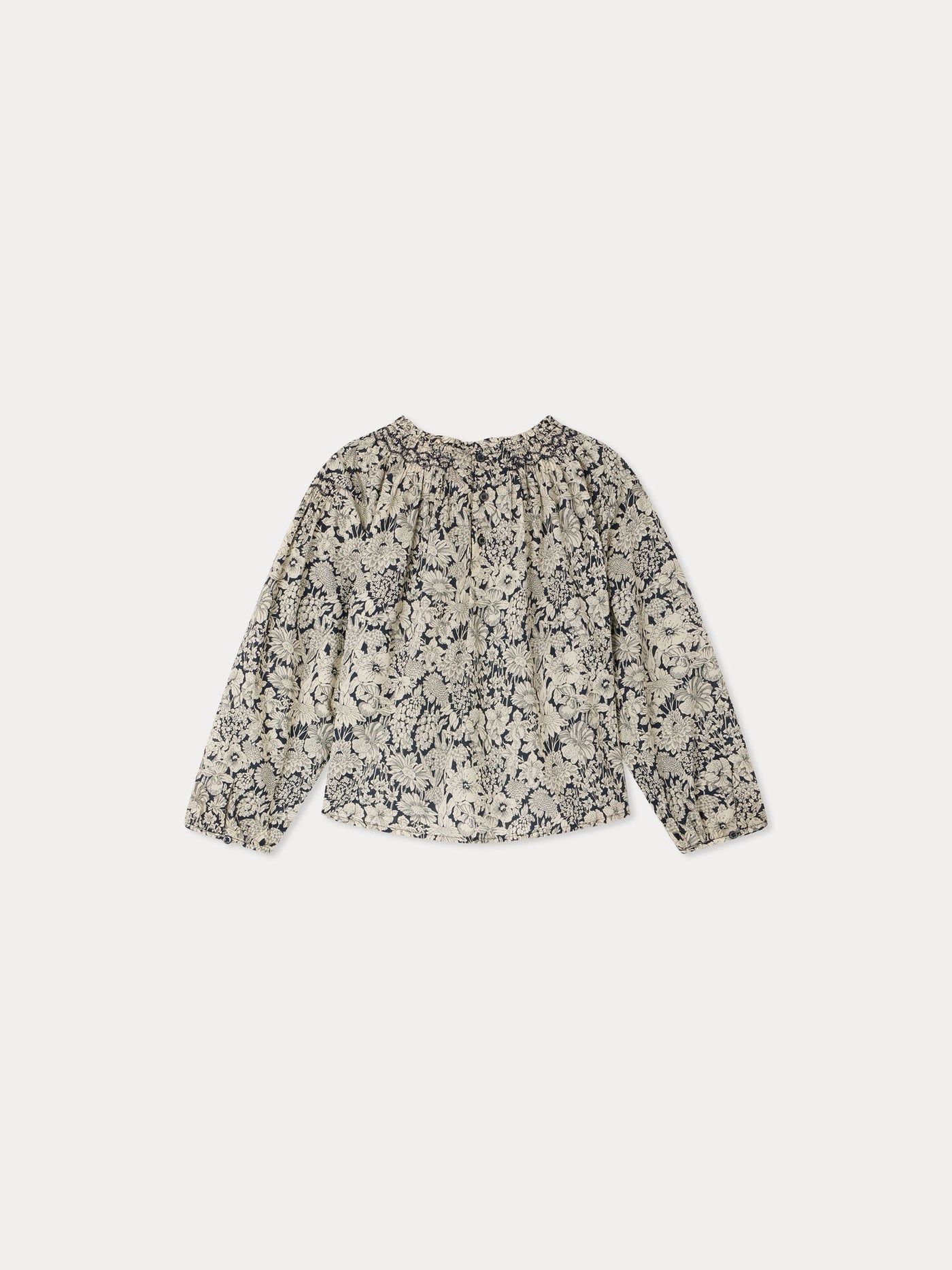 Blouse Blandine in Liberty fabric smocked and hand-embroidered in organic cotton