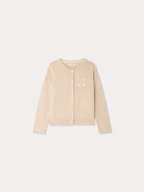 Judicael cardigan with hand-embroidered cherry in cashmere