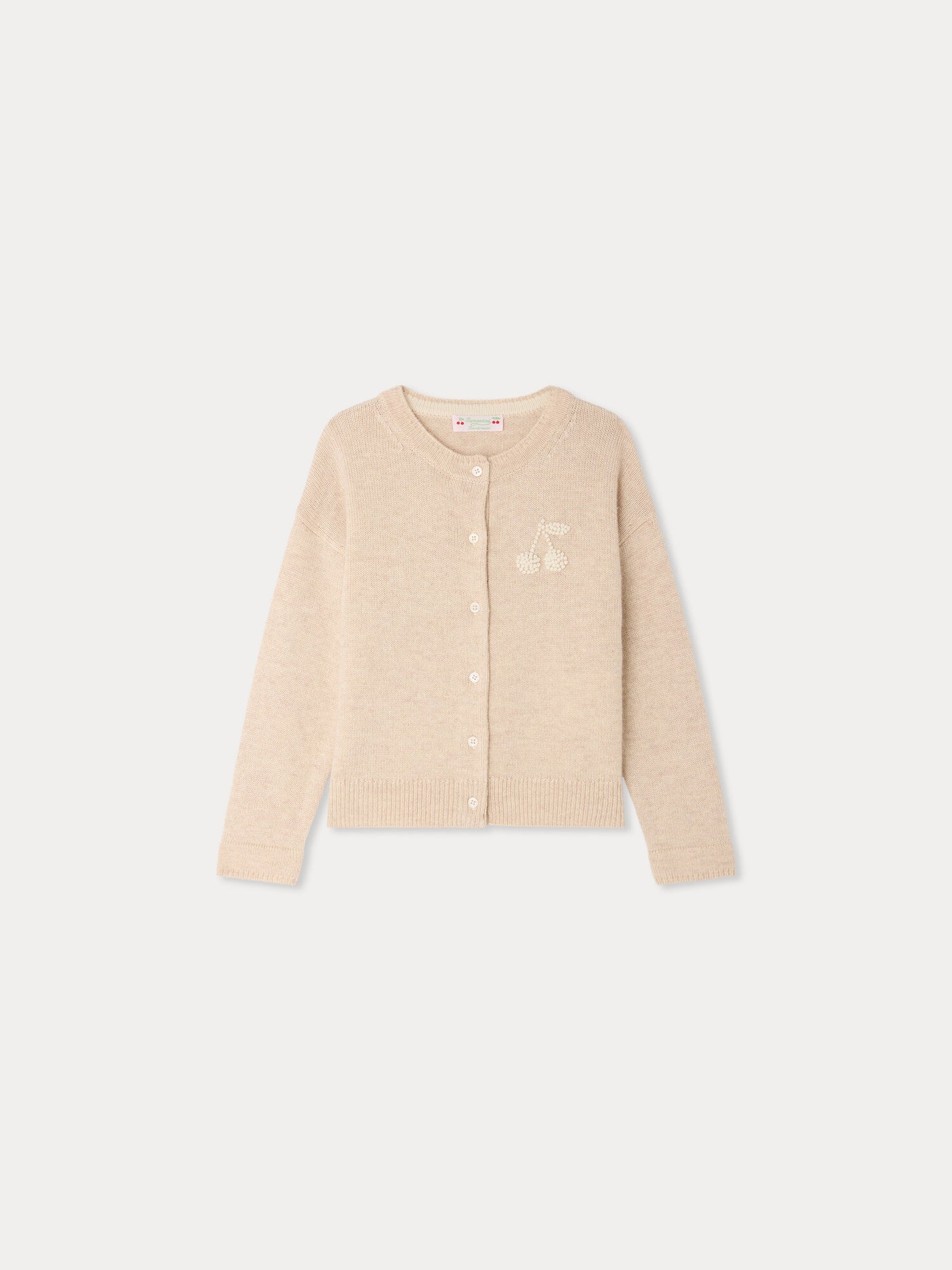 Judicael cardigan with hand-embroidered cherry in cashmere