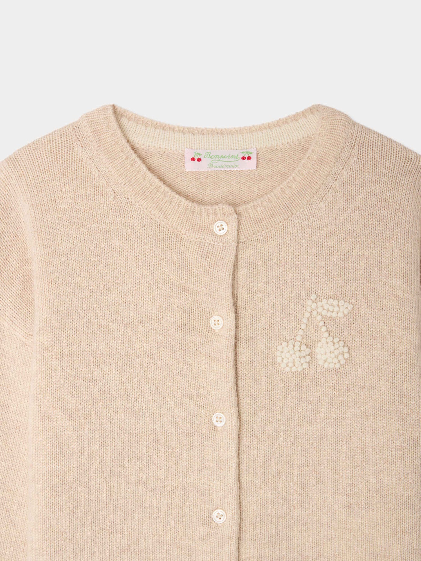 Judicael cardigan with hand-embroidered cherry in cashmere
