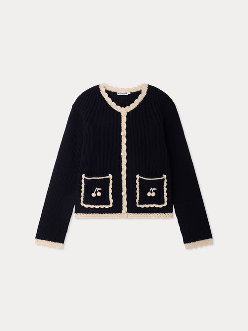 Marlys Grown-Up navy hand-crocheted cardigan