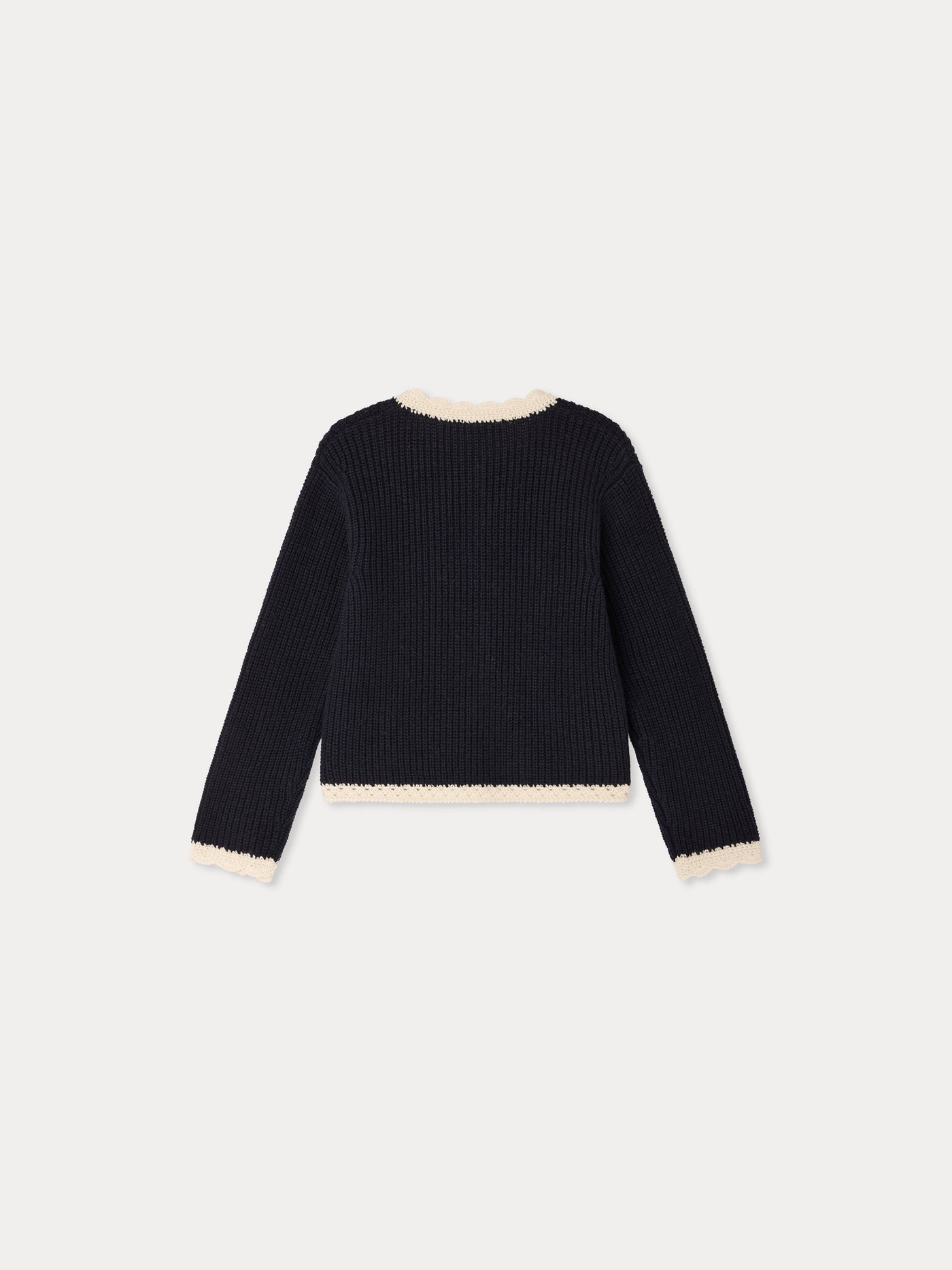 Marlys hand-crocheted navy cardigan