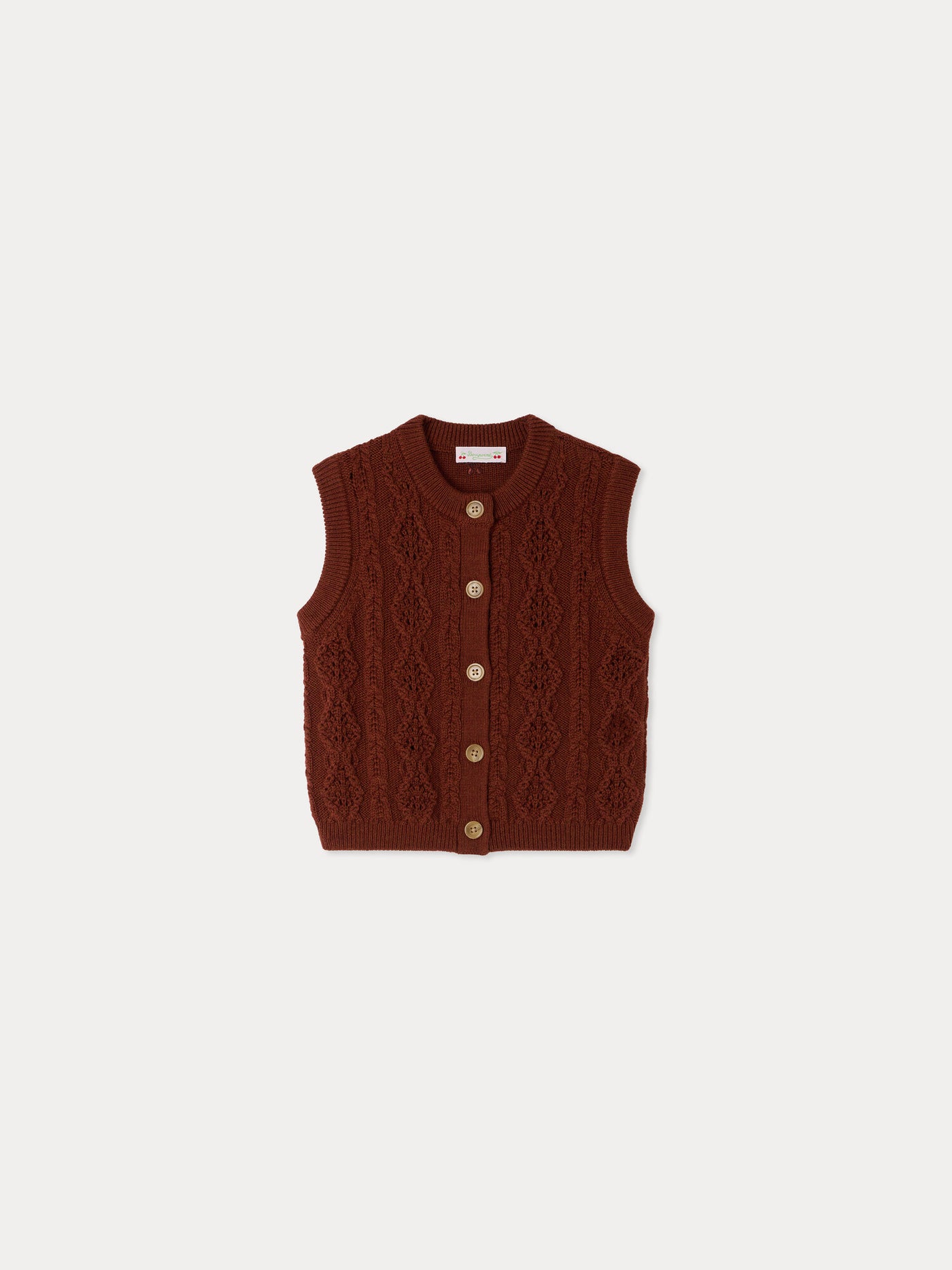 Maia sleeveless cable-knit cardigan in wool