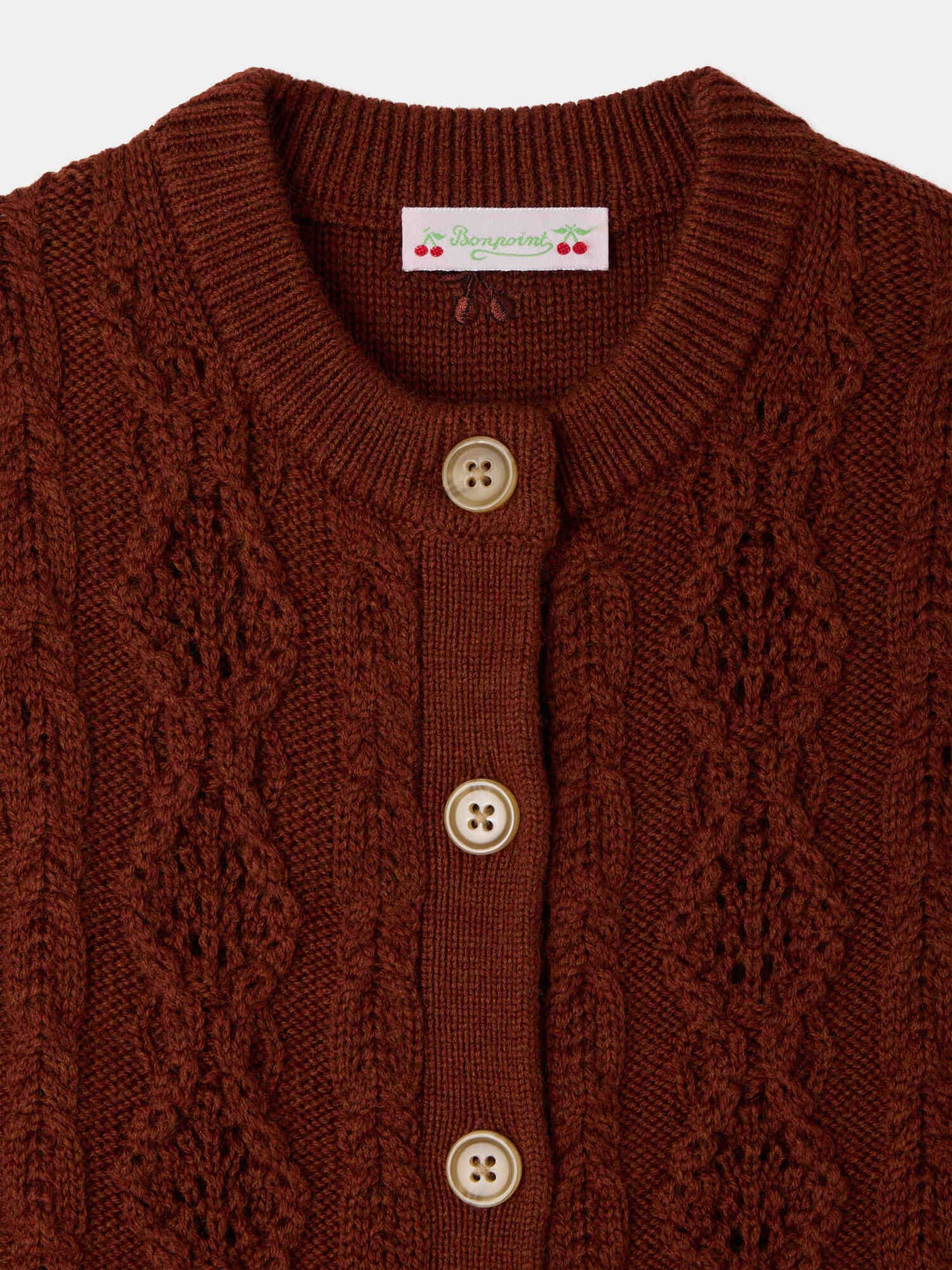 Maia sleeveless cable-knit cardigan in wool