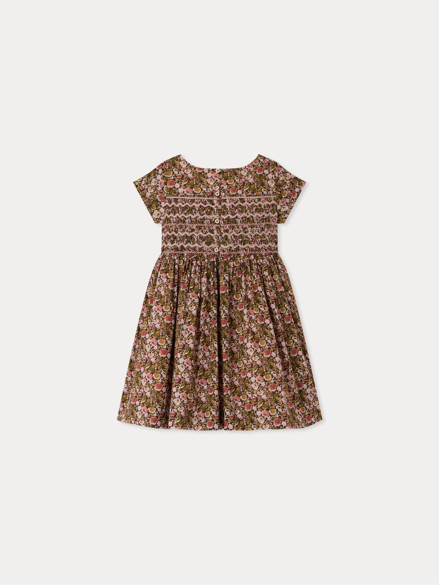 Duchesse dress in Liberty fabric smocked and hand-embroidered organic cotton