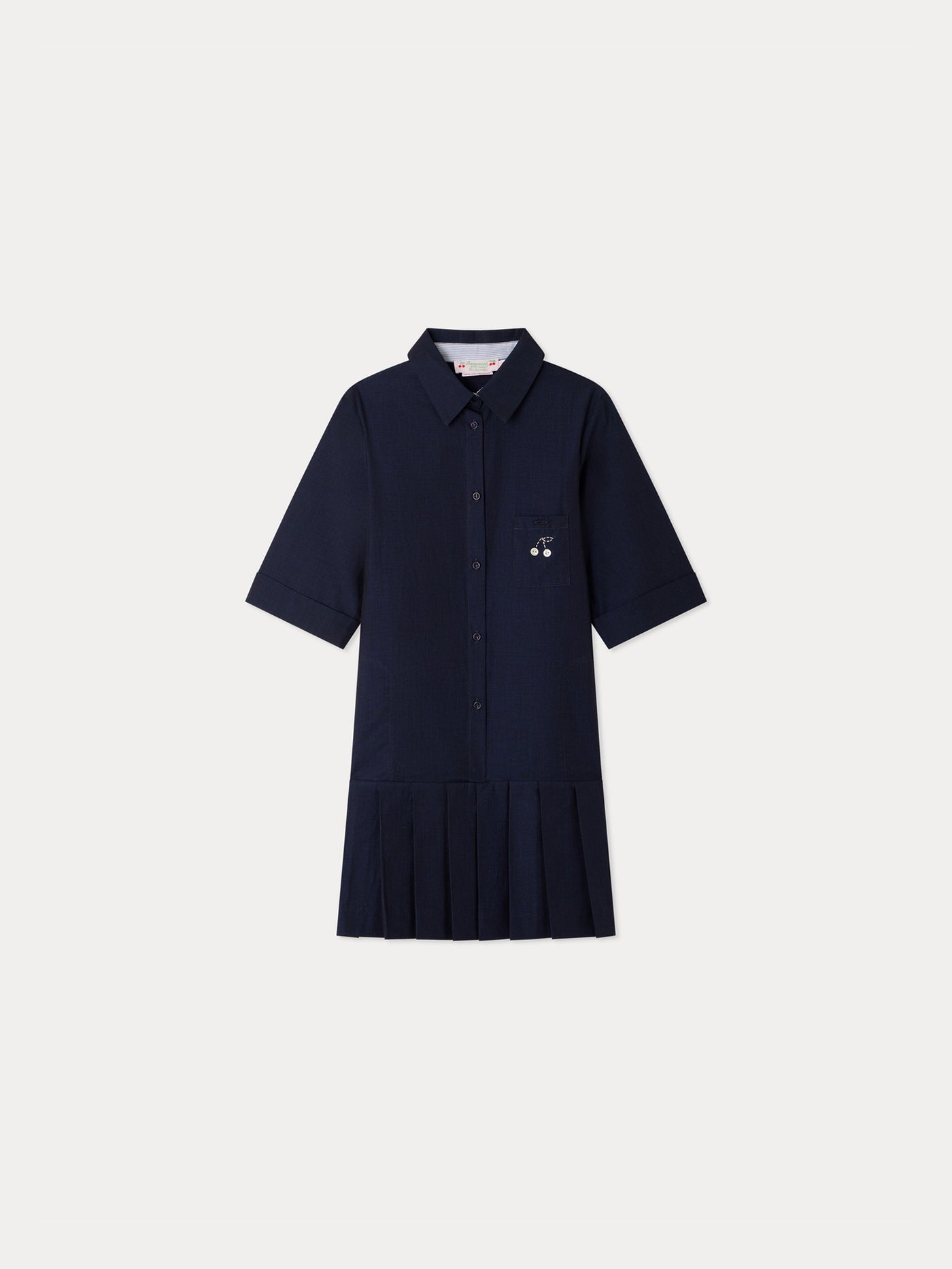 Maribelle shirt dress pleated and embroidered by hand