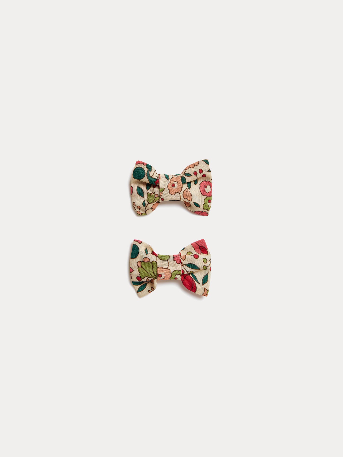 Miniclic hair clips in faded pink Liberty fabric, organic cotton