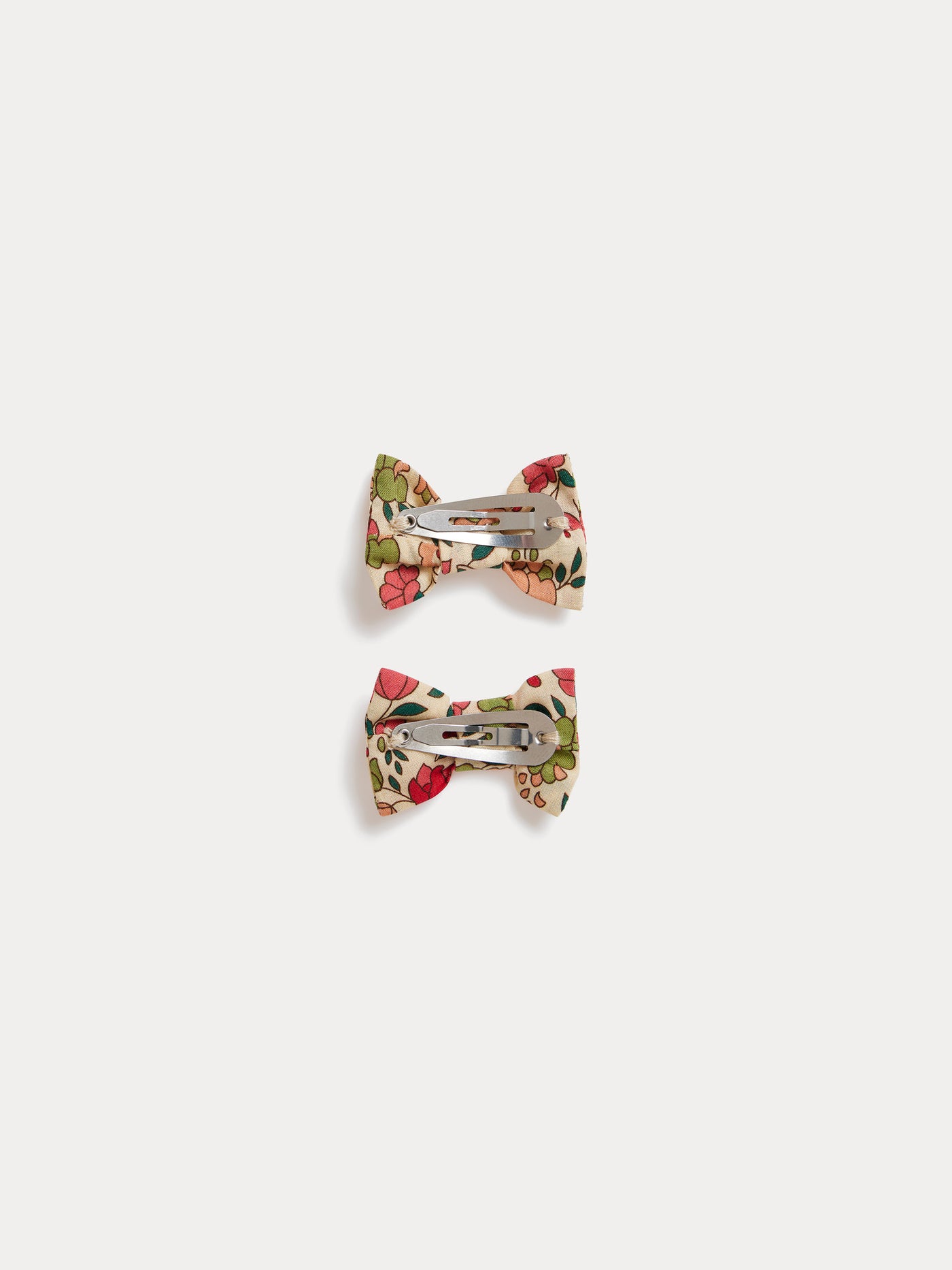 Miniclic hair clips in faded pink Liberty fabric, organic cotton