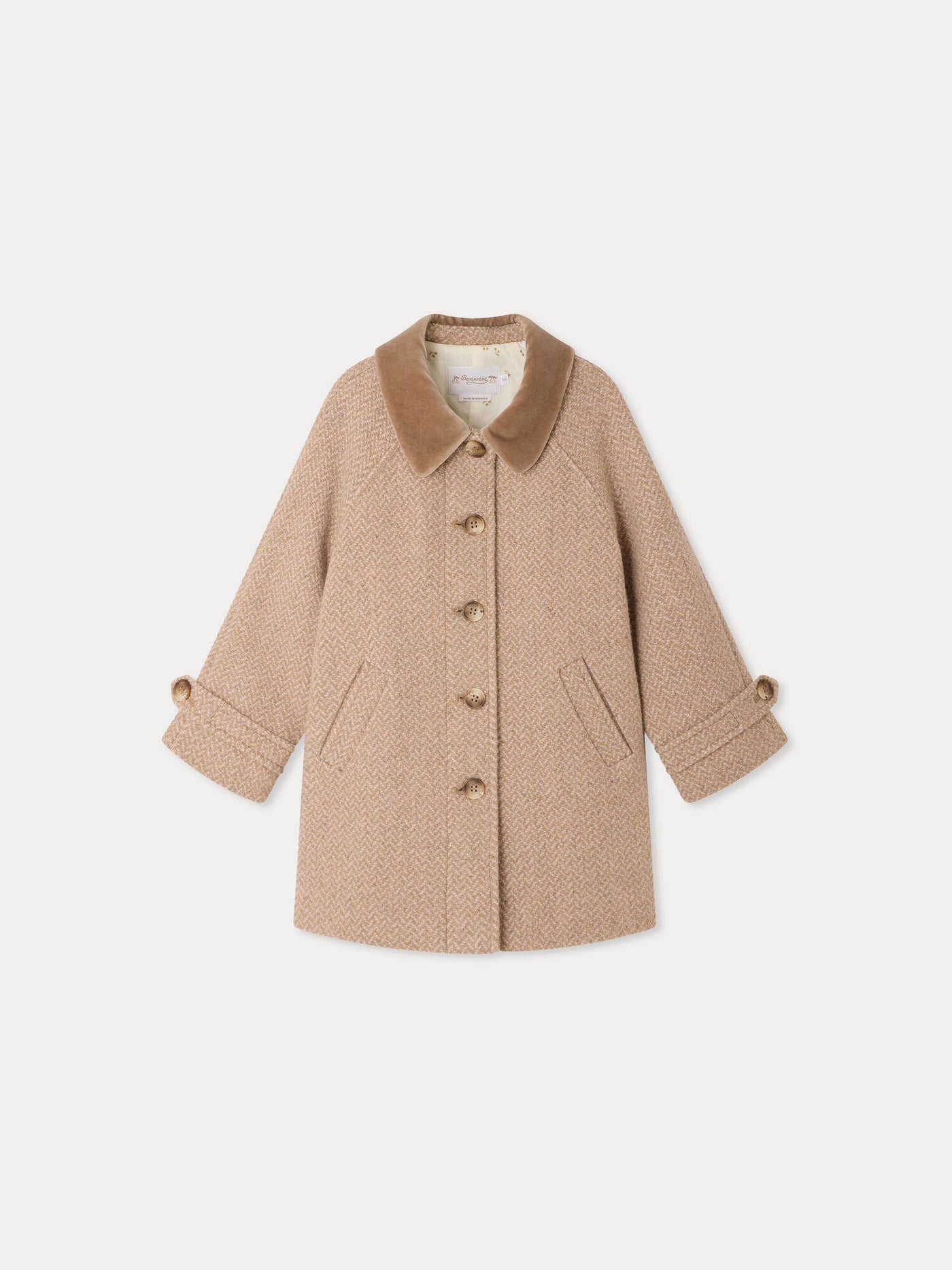 Jiba coat with velvet collar and padded lining