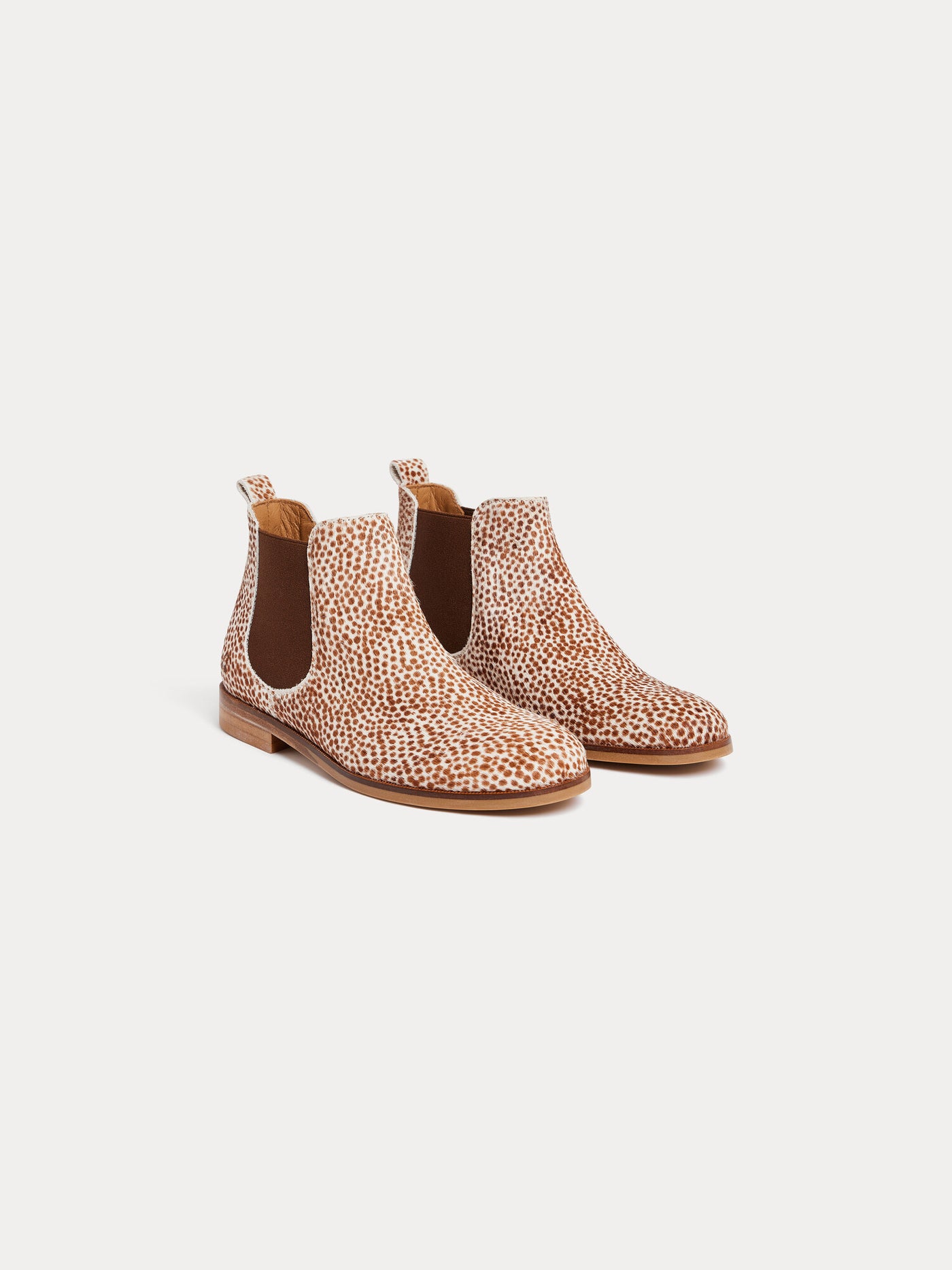 Patty embroidered spotted fur boots in leather