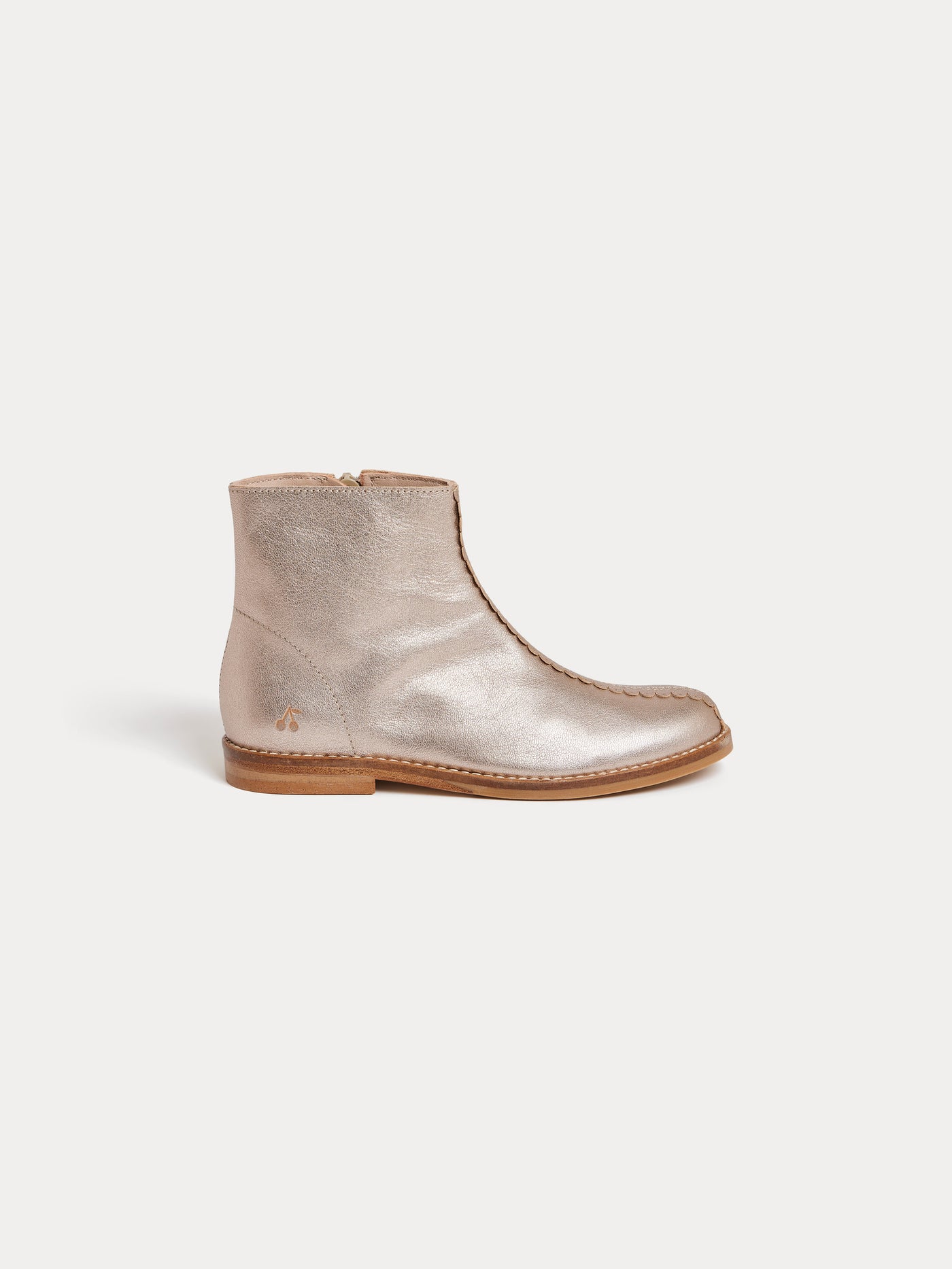Ankle boots Milie gold with zip and scalloped edges, in leather