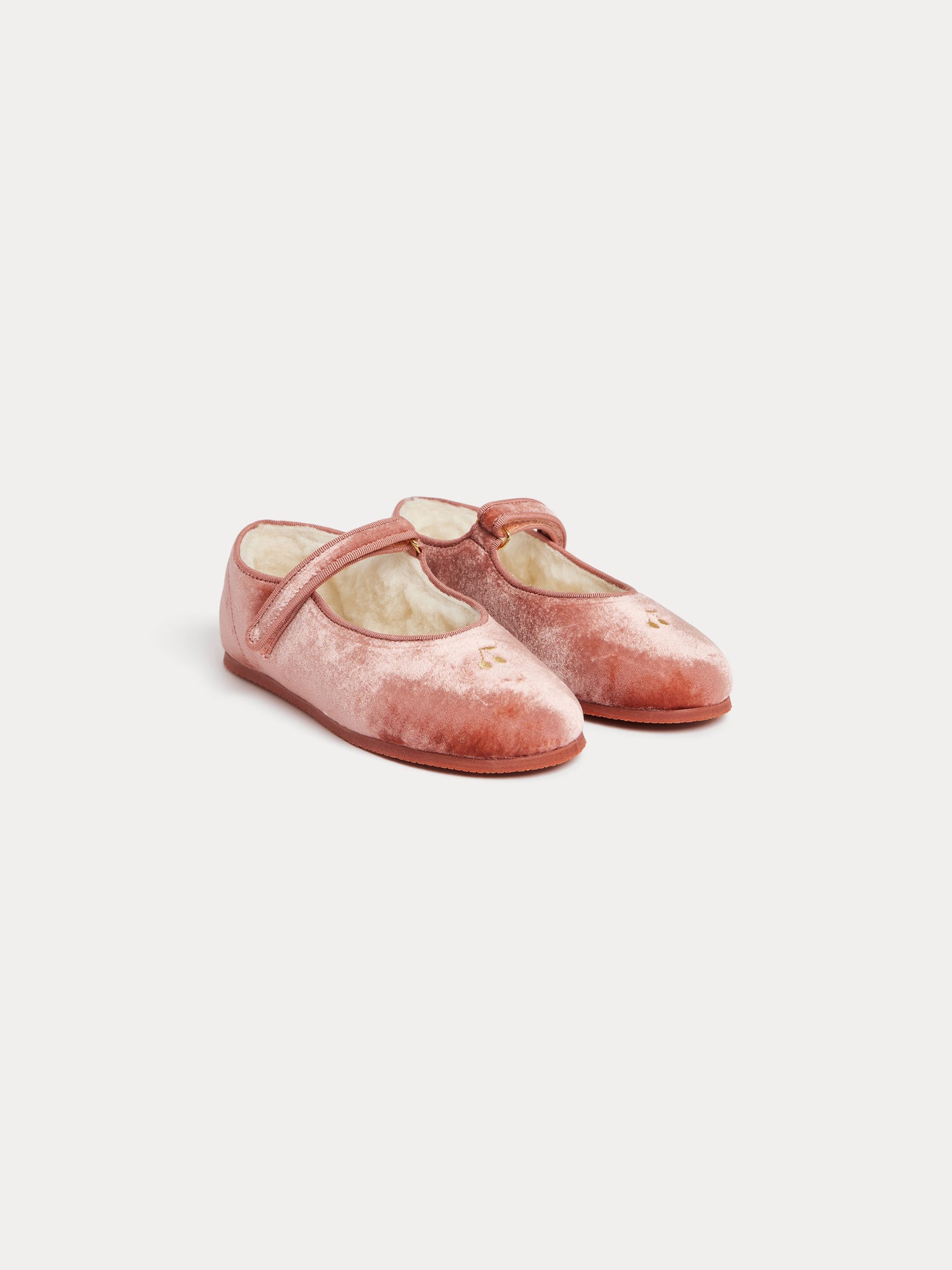 Ellaro faded pink slipper in velvet and faux fur