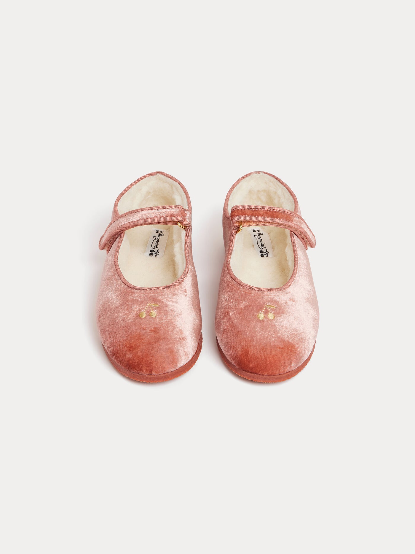 Ellaro faded pink slipper in velvet and faux fur
