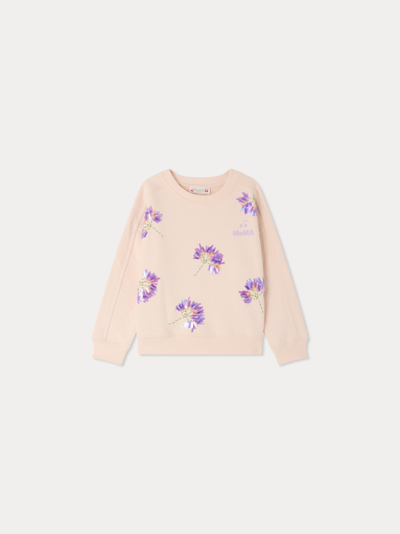 Bonpoint x MoMA Minet sweatshirt with flowers and beads in organic cotton