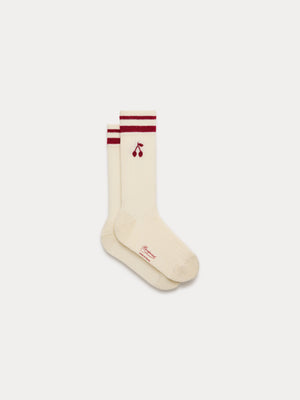 Manea milk white socks with cherry