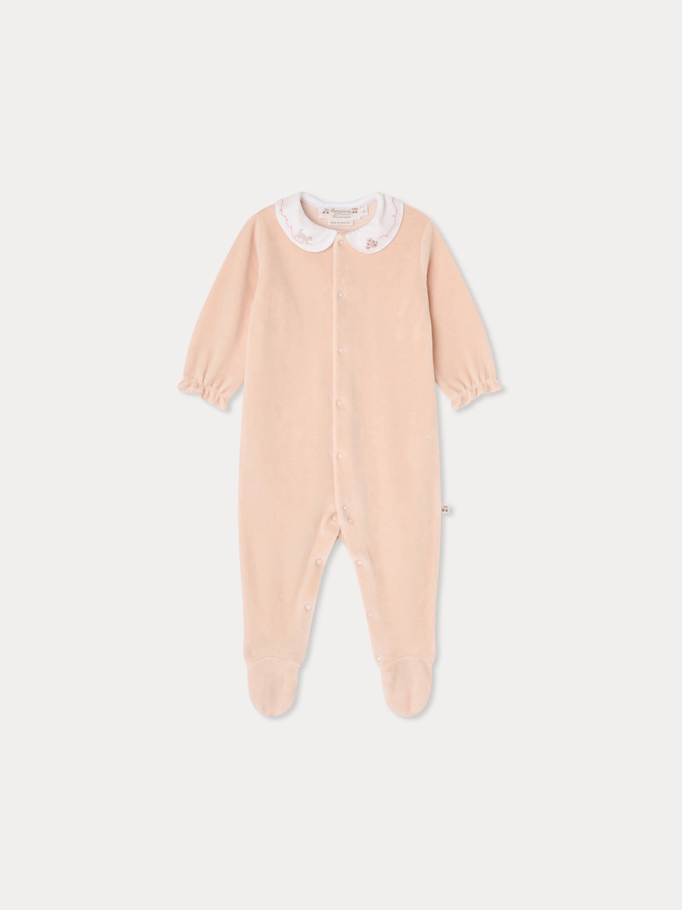 Tintina pyjamas with embroidered cat collar in organic cotton
