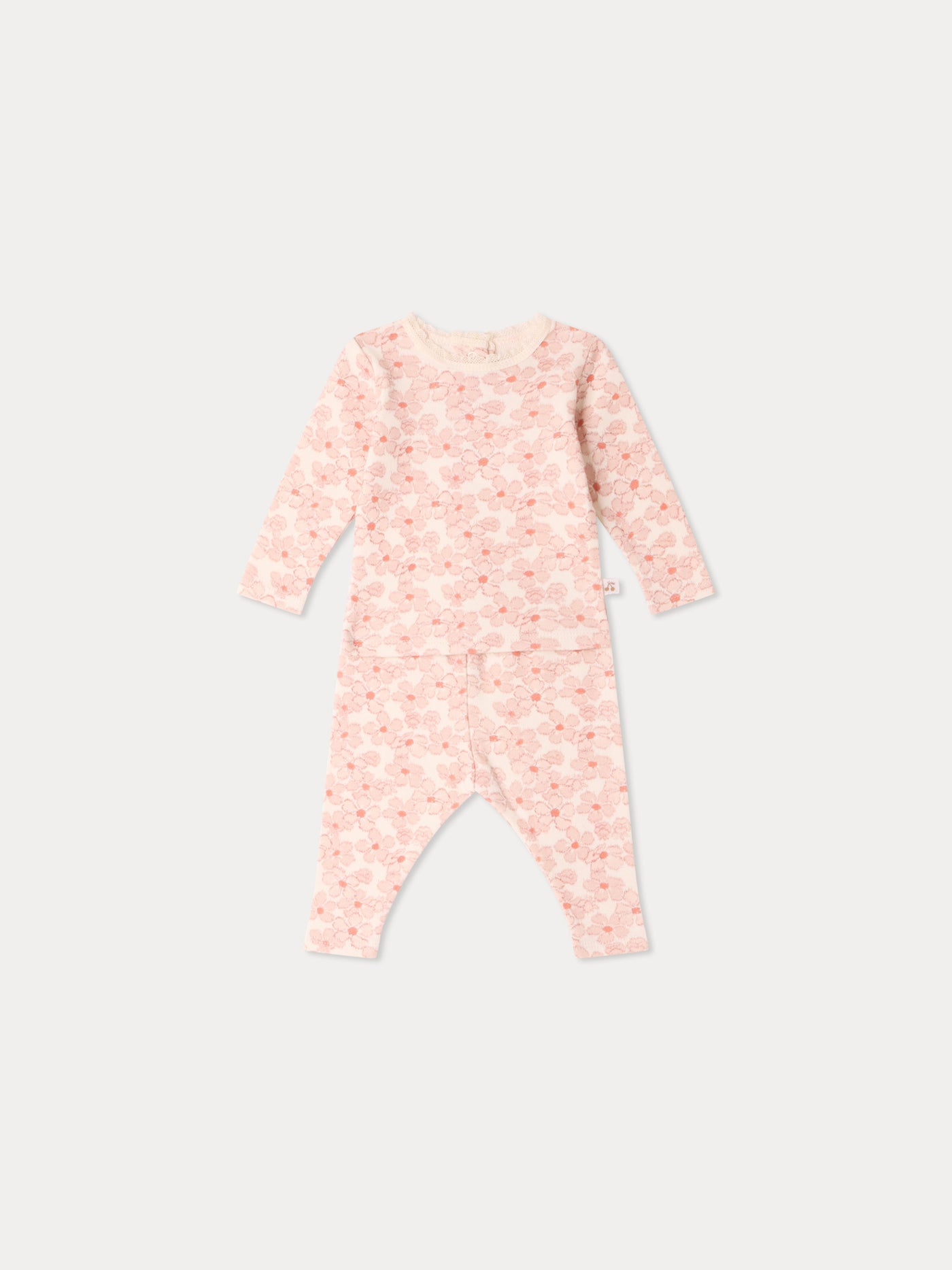 Genna set with pink flower print in organic cotton