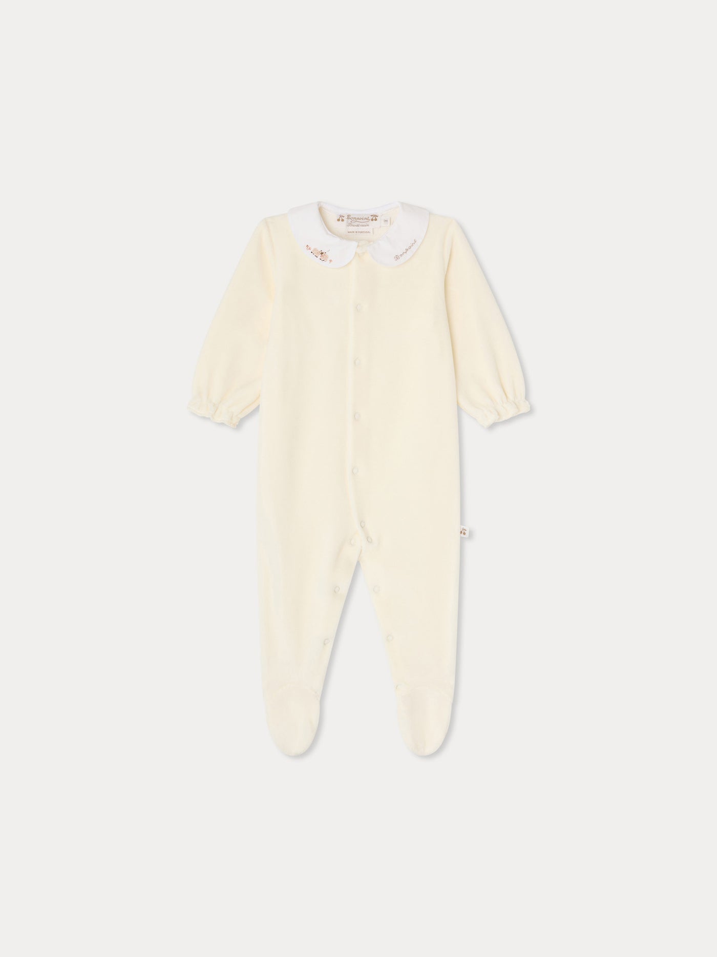 Tintina pyjamas embroidered lambs in organic cotton velvet