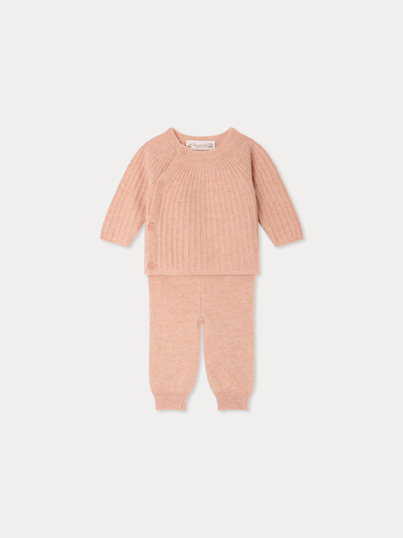 Ging pink fancy-stitch set in cashmere
