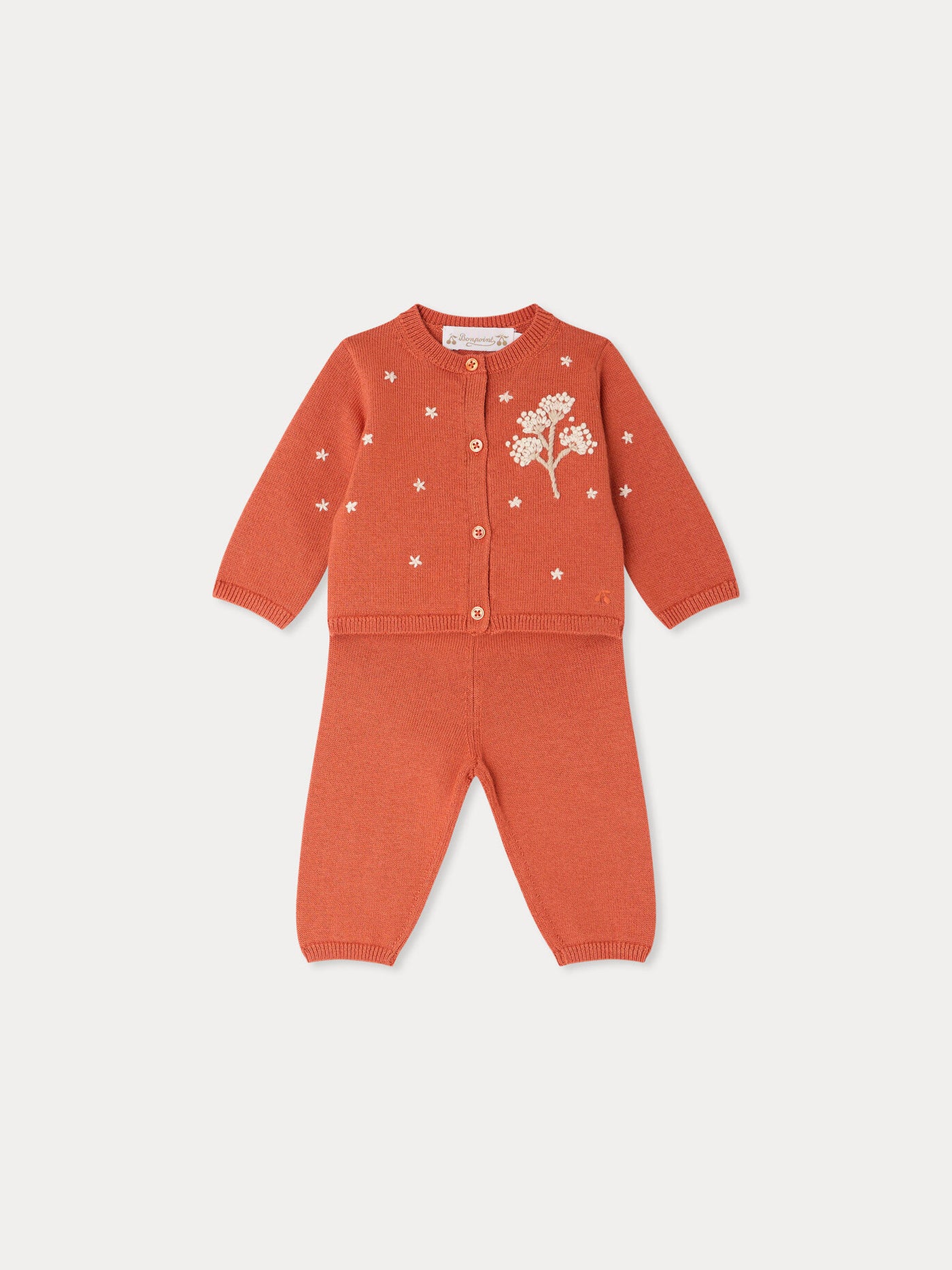 Melnie set in knit and hand embroidered