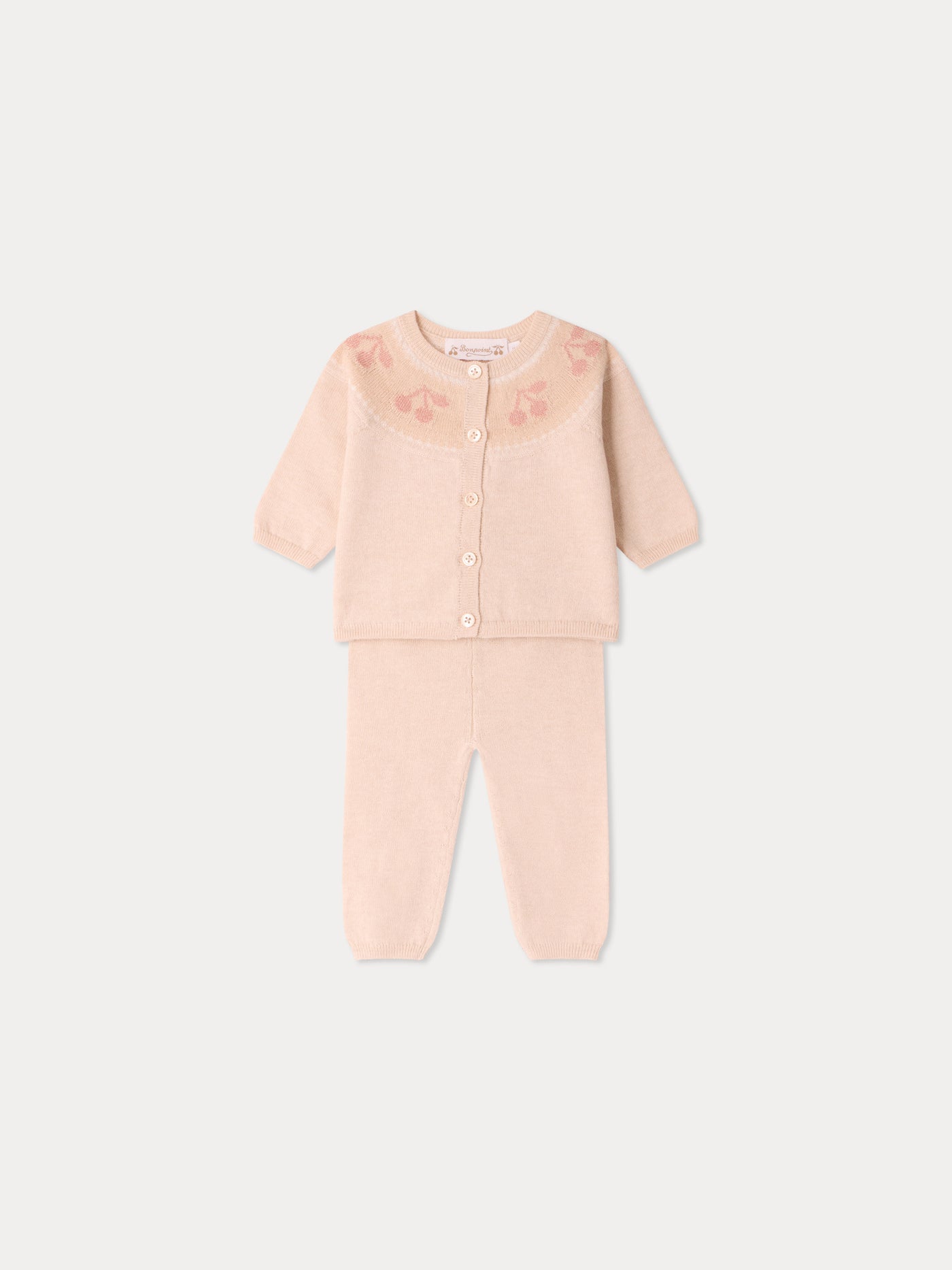 Jenny set with round collar and cherry jacquard