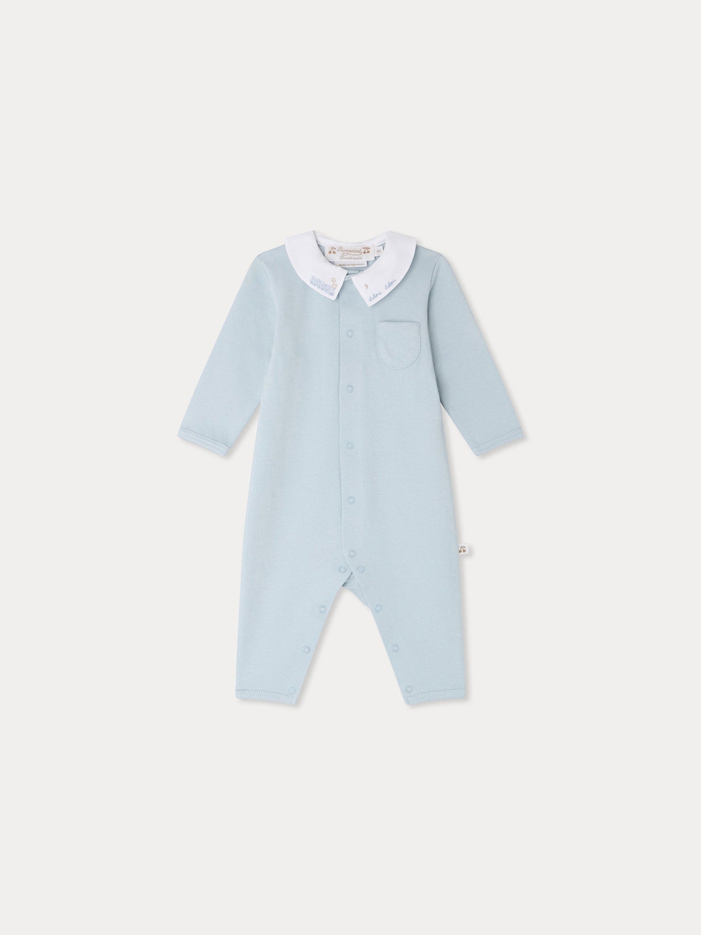 Anton pyjamas with hand embroidered train in organic cotton