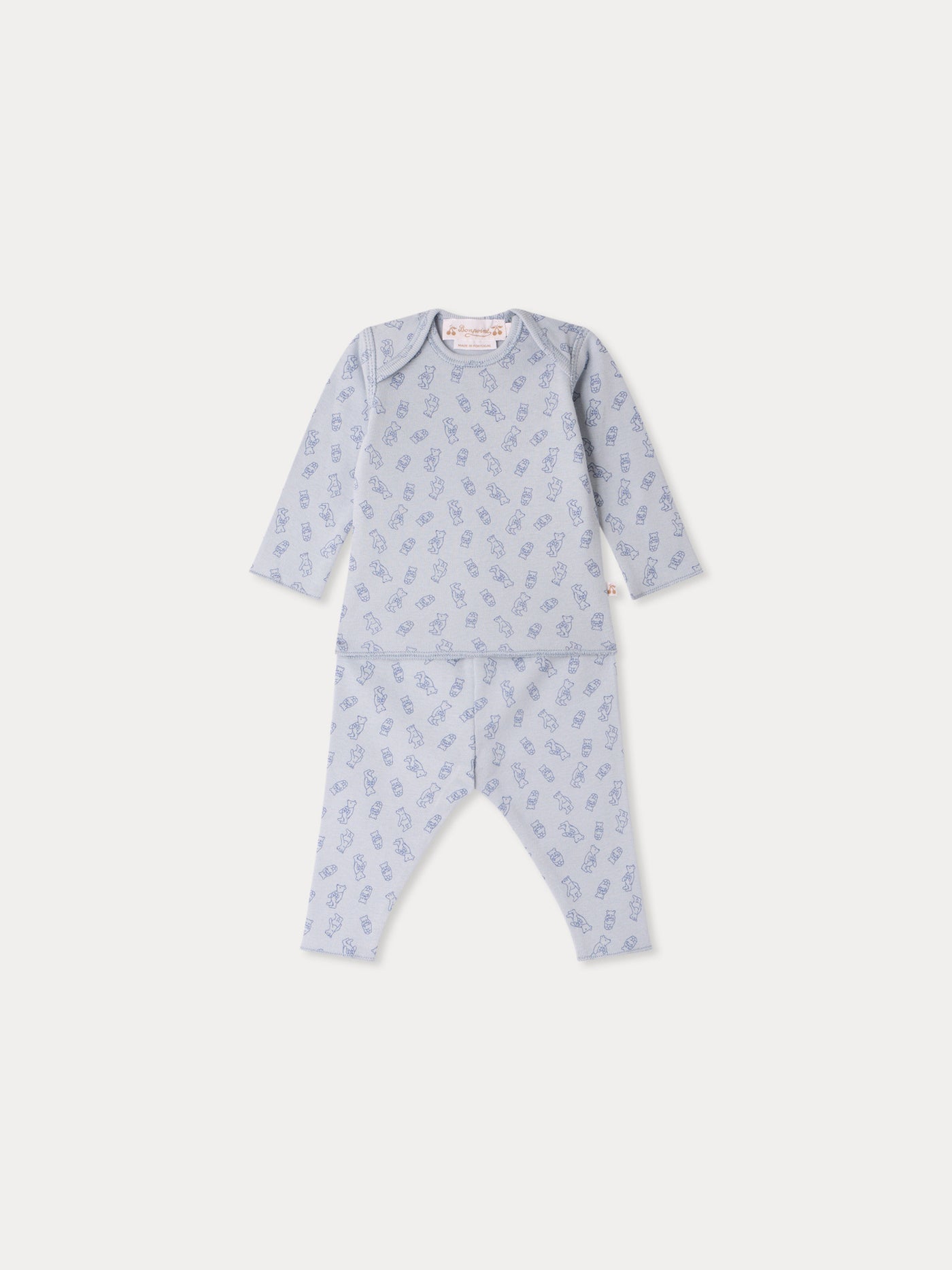 Timi set with teddy bear print in organic cotton