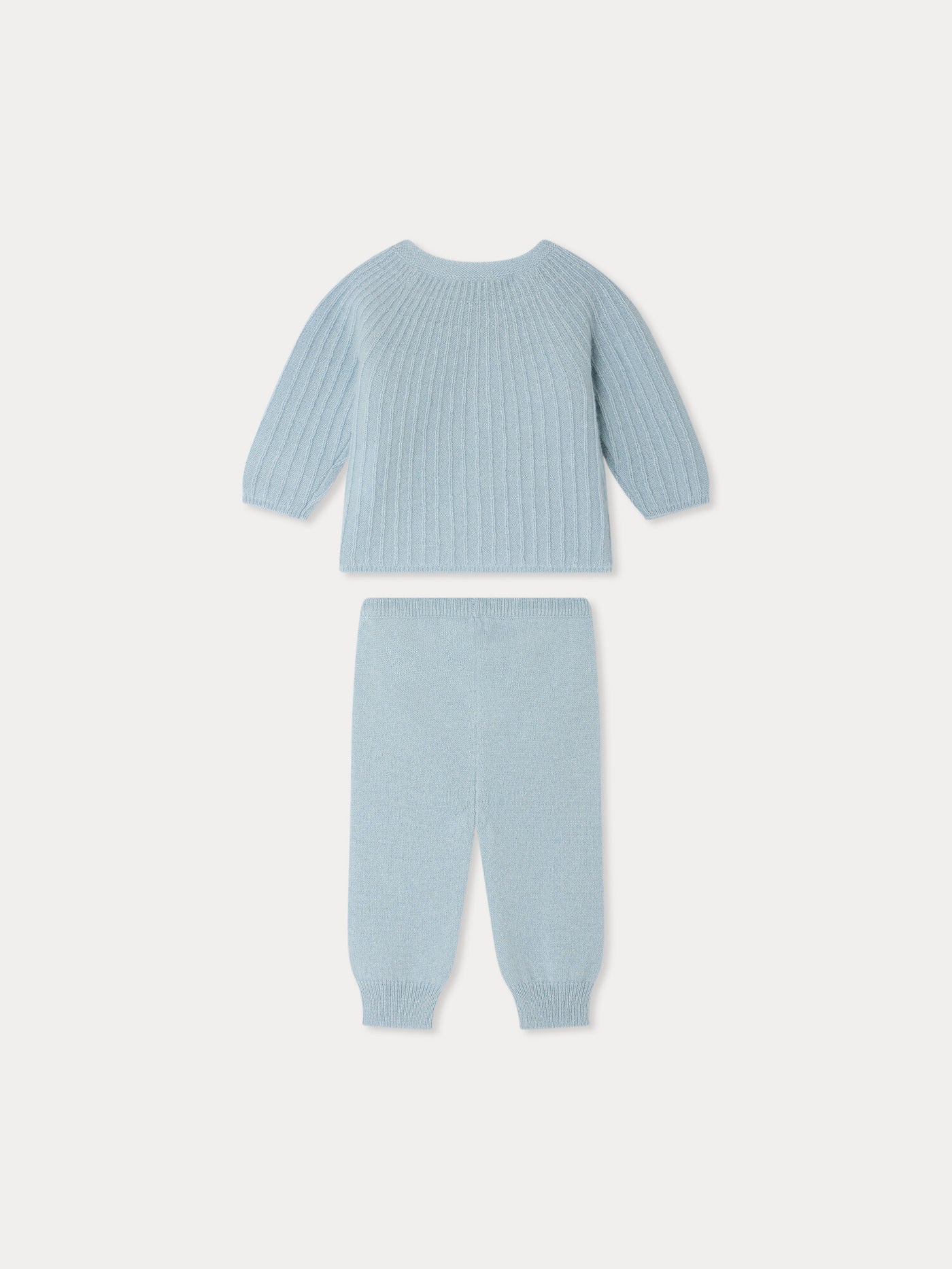Ging set in blue fancy-stitch cashmere