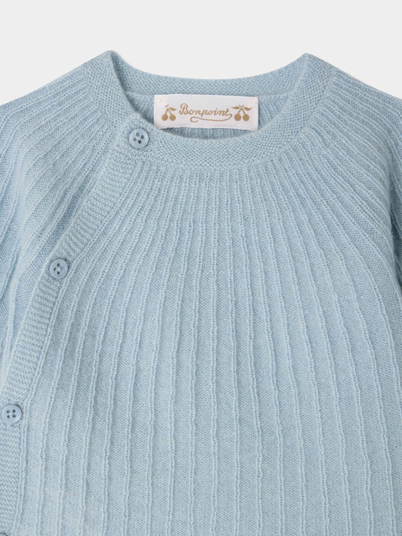 Ging set in blue fancy-stitch cashmere