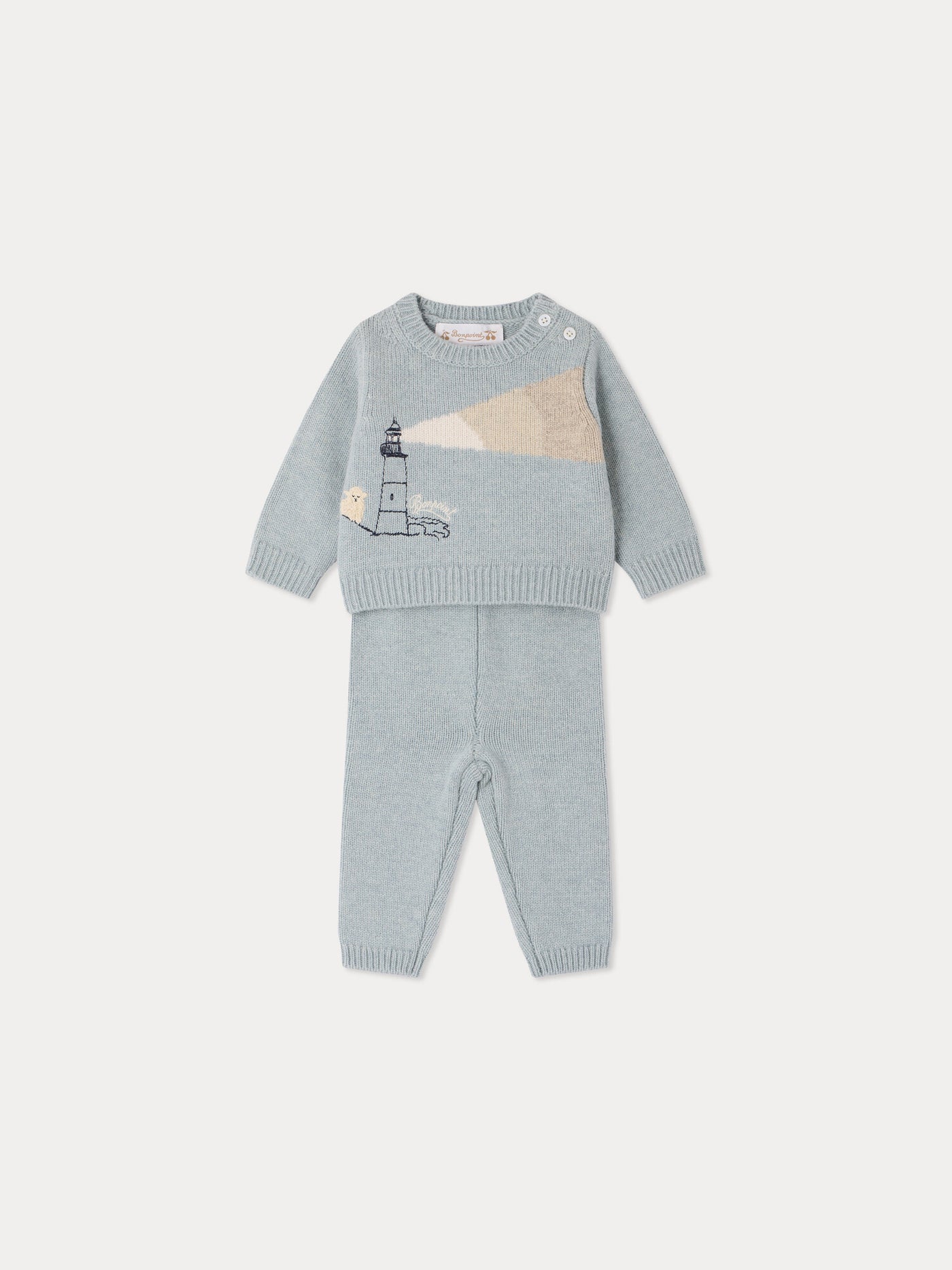 Leandre set with lighthouse motif in wool