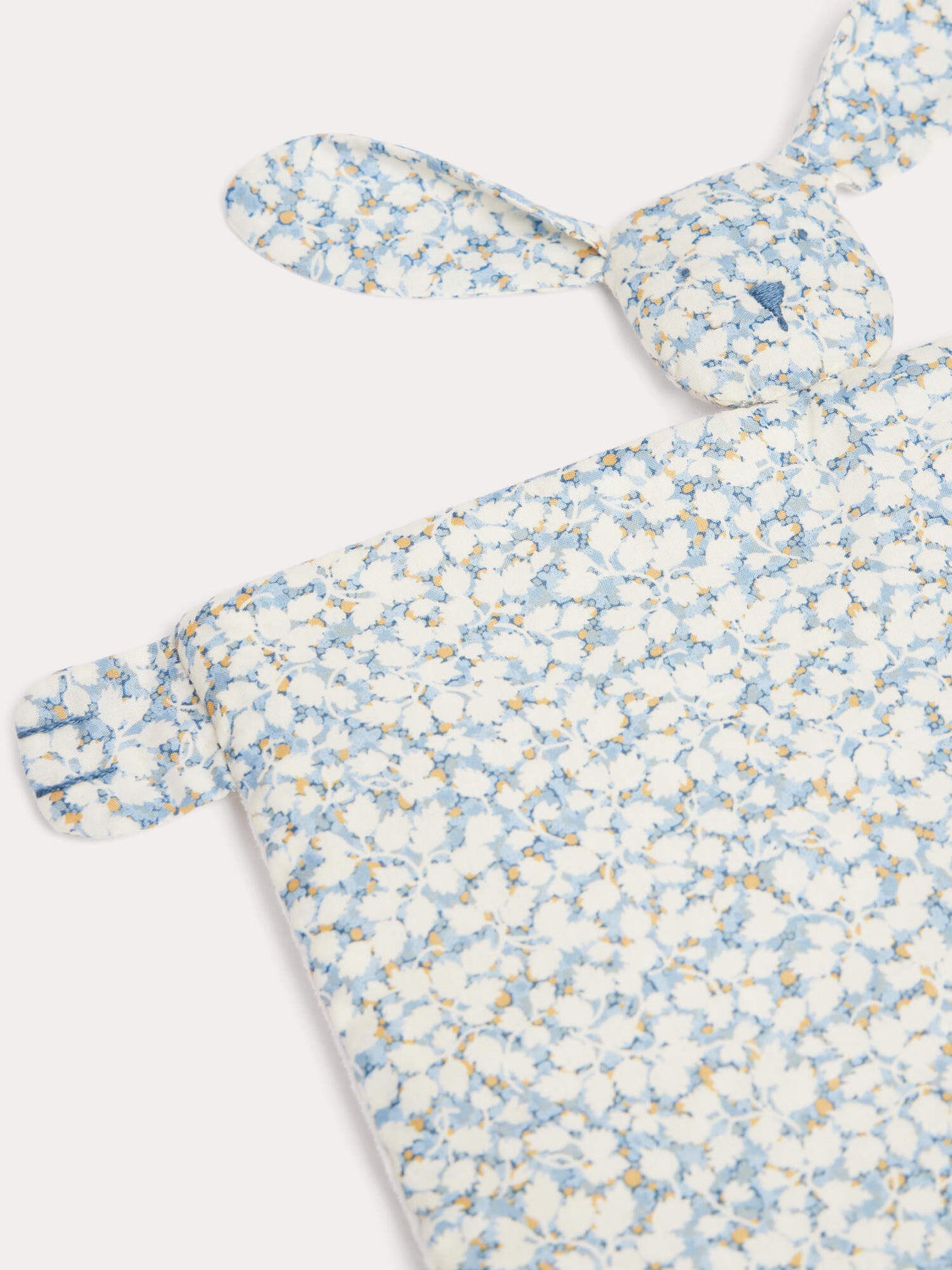 Mimou rabbit-head comforter in blue Liberty organic cotton fabric