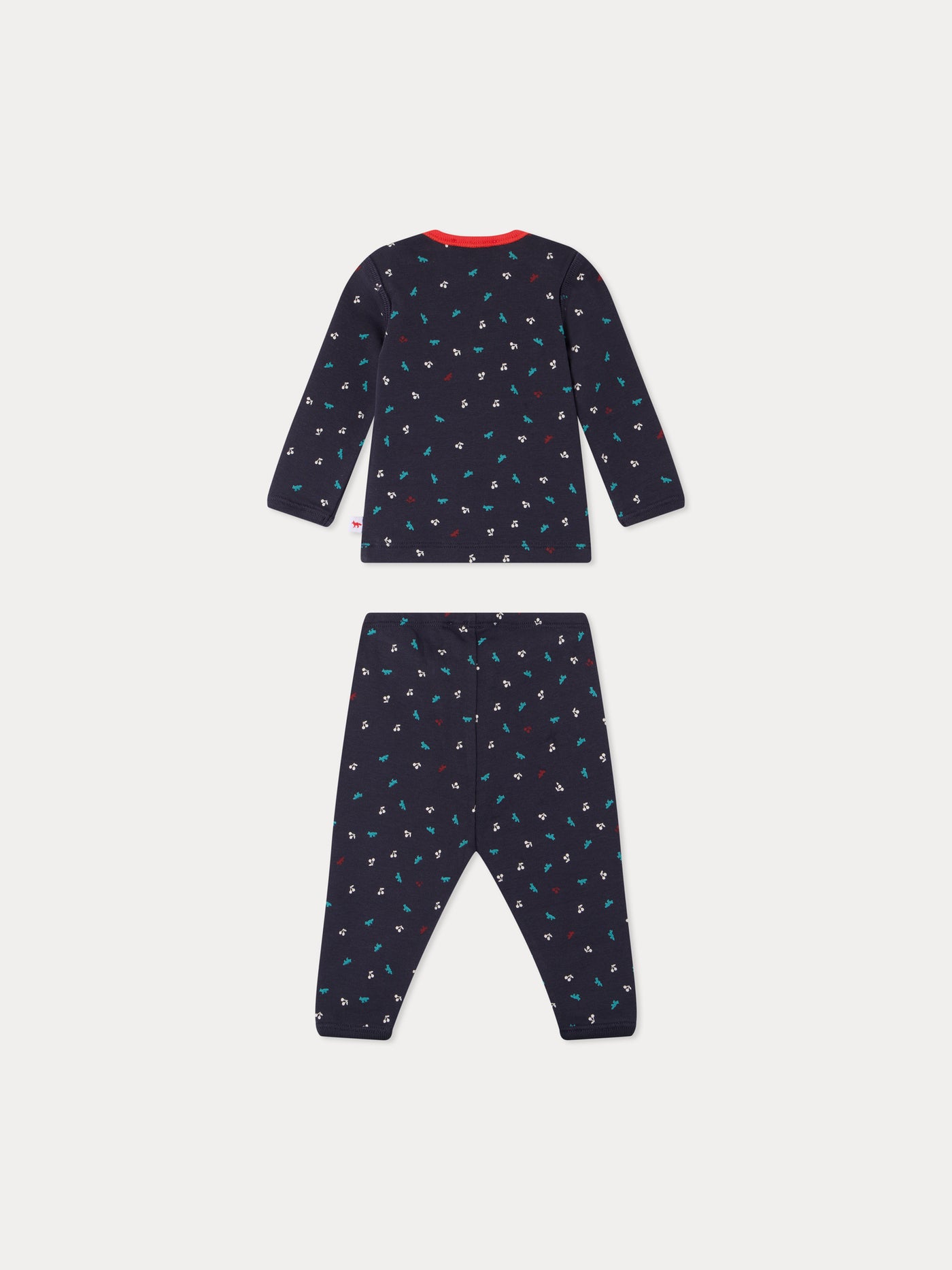 Bonpoint x Maison Kitsuné Timi set with cherry and fox print in organic cotton