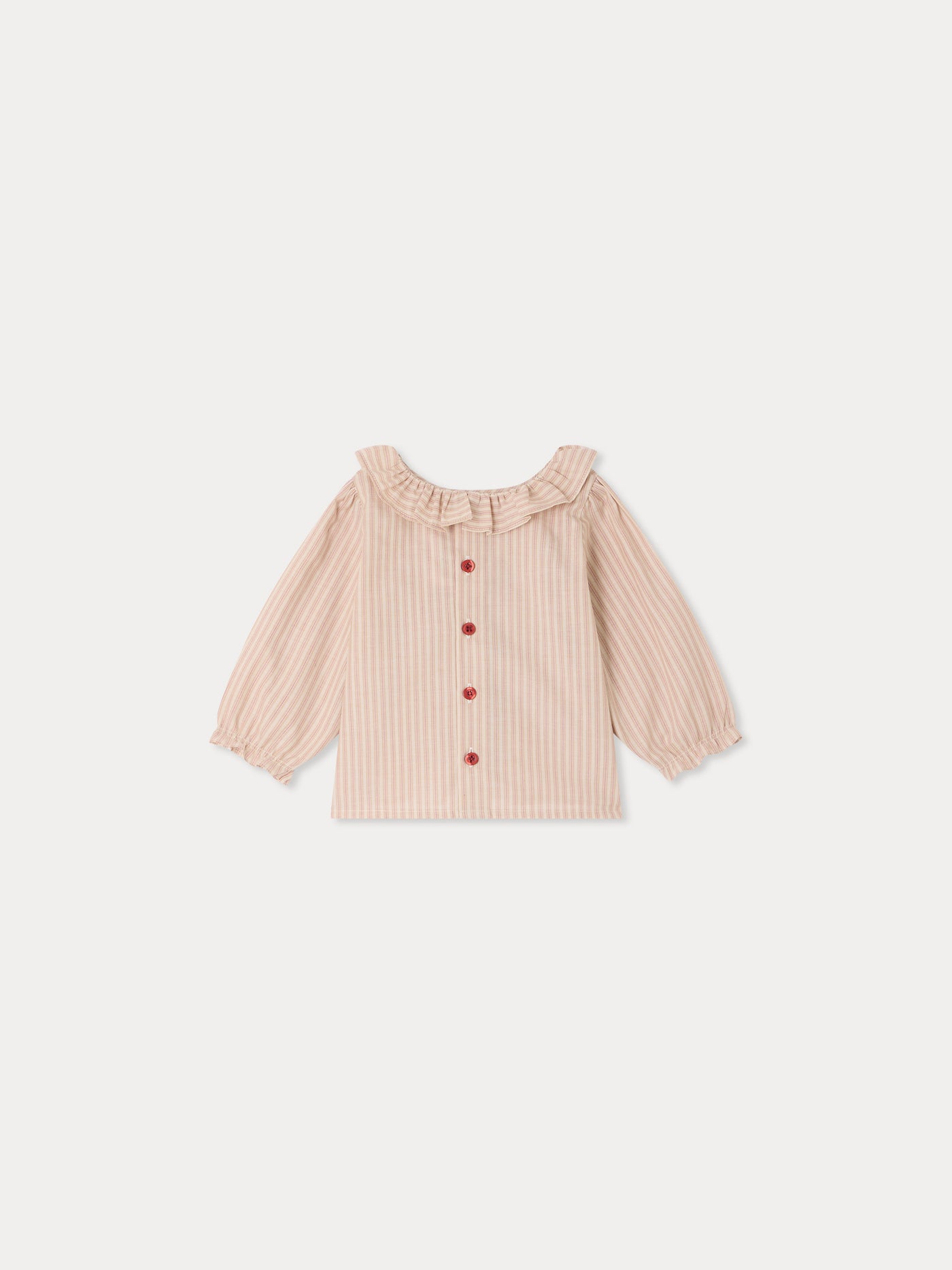 Mulietti baby striped blouse with smocked and hand-embroidered in organic cotton