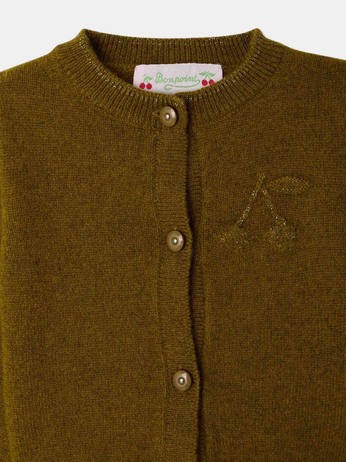 Mialina baby cardigan with cherry embroidery in cashmere