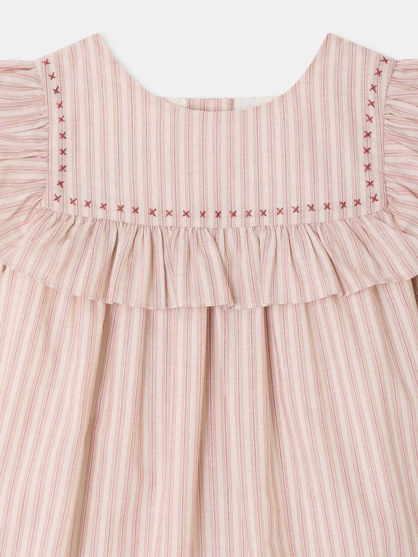 Meiki baby hand-embroidered dress in organic cotton