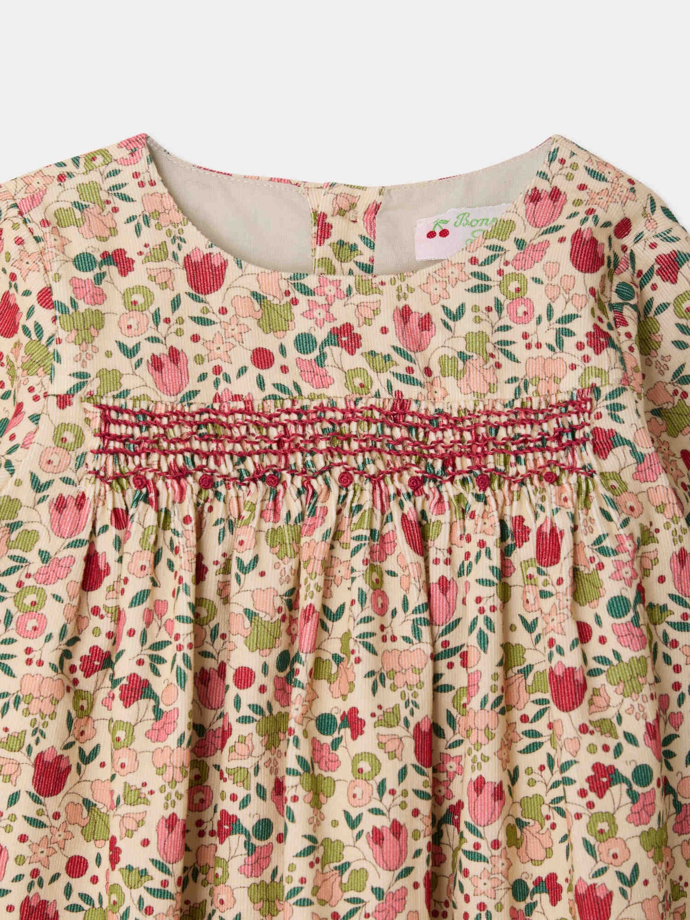 Félicie baby dress with smocking and hand embroidery