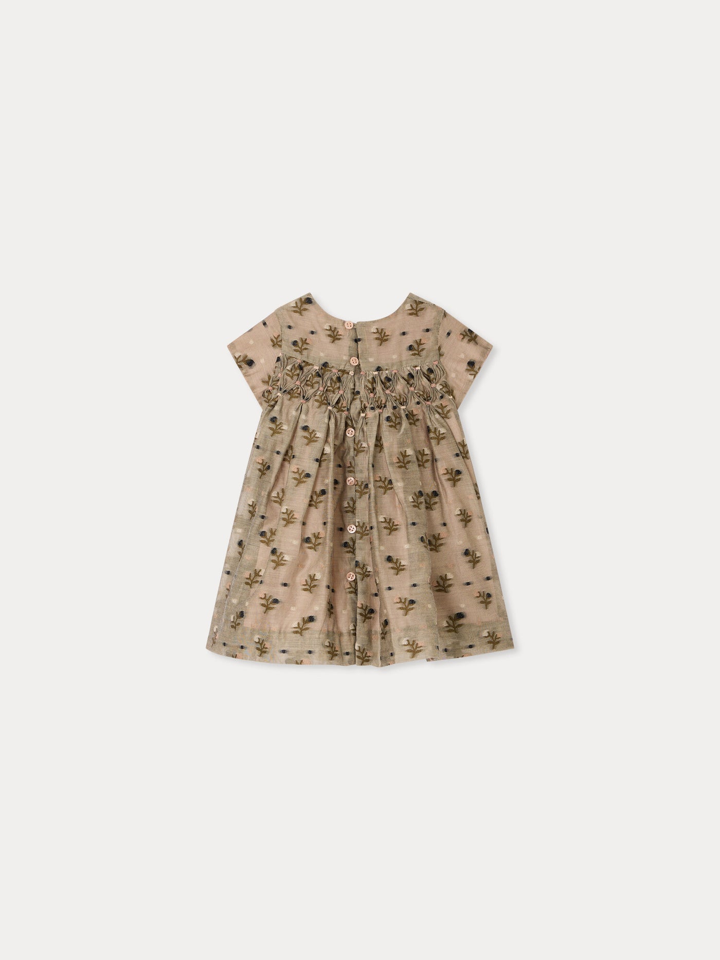 Maruska baby dress smocked and hand-embroidered in jacquard