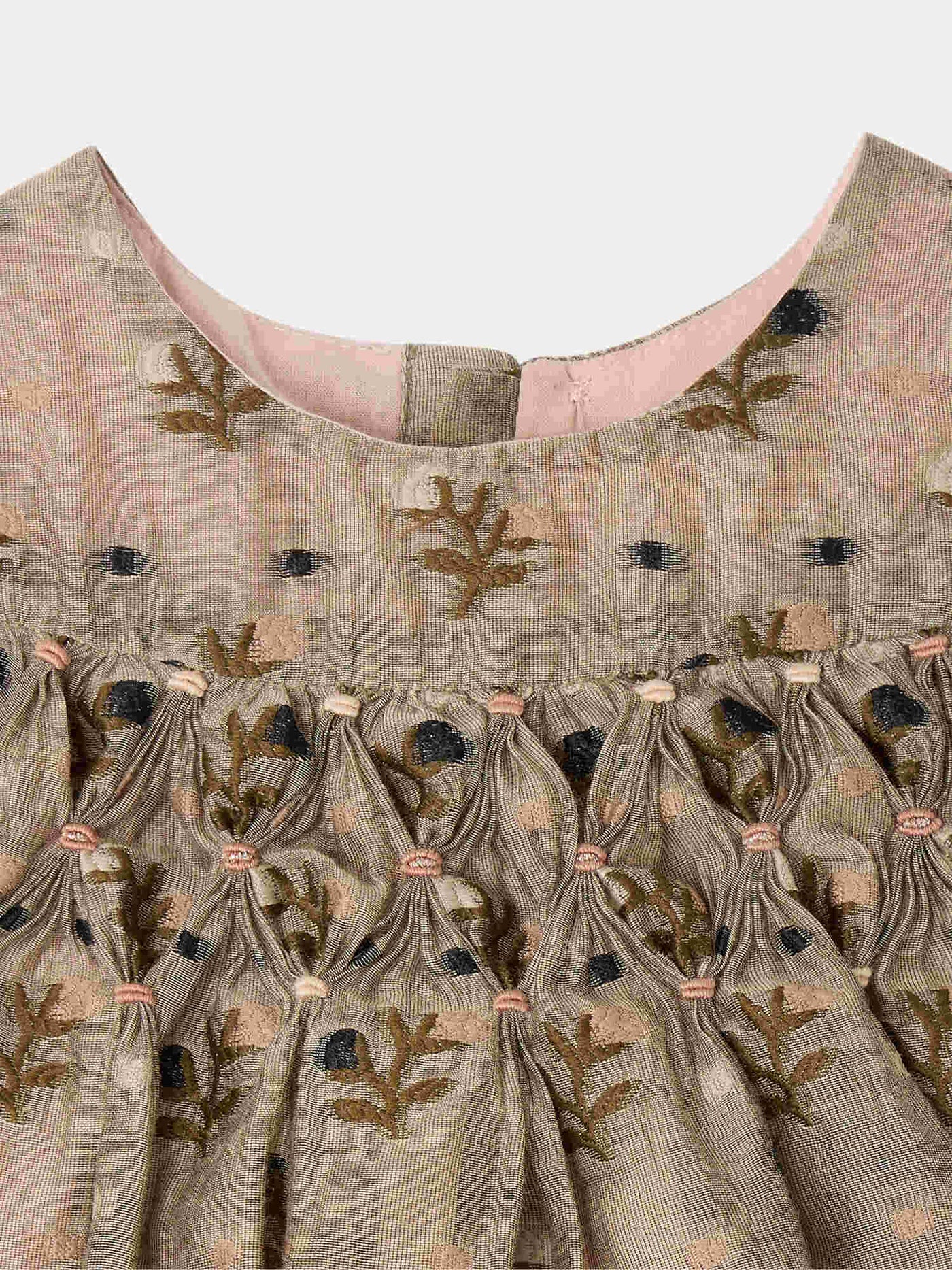 Maruska baby dress smocked and hand-embroidered in jacquard