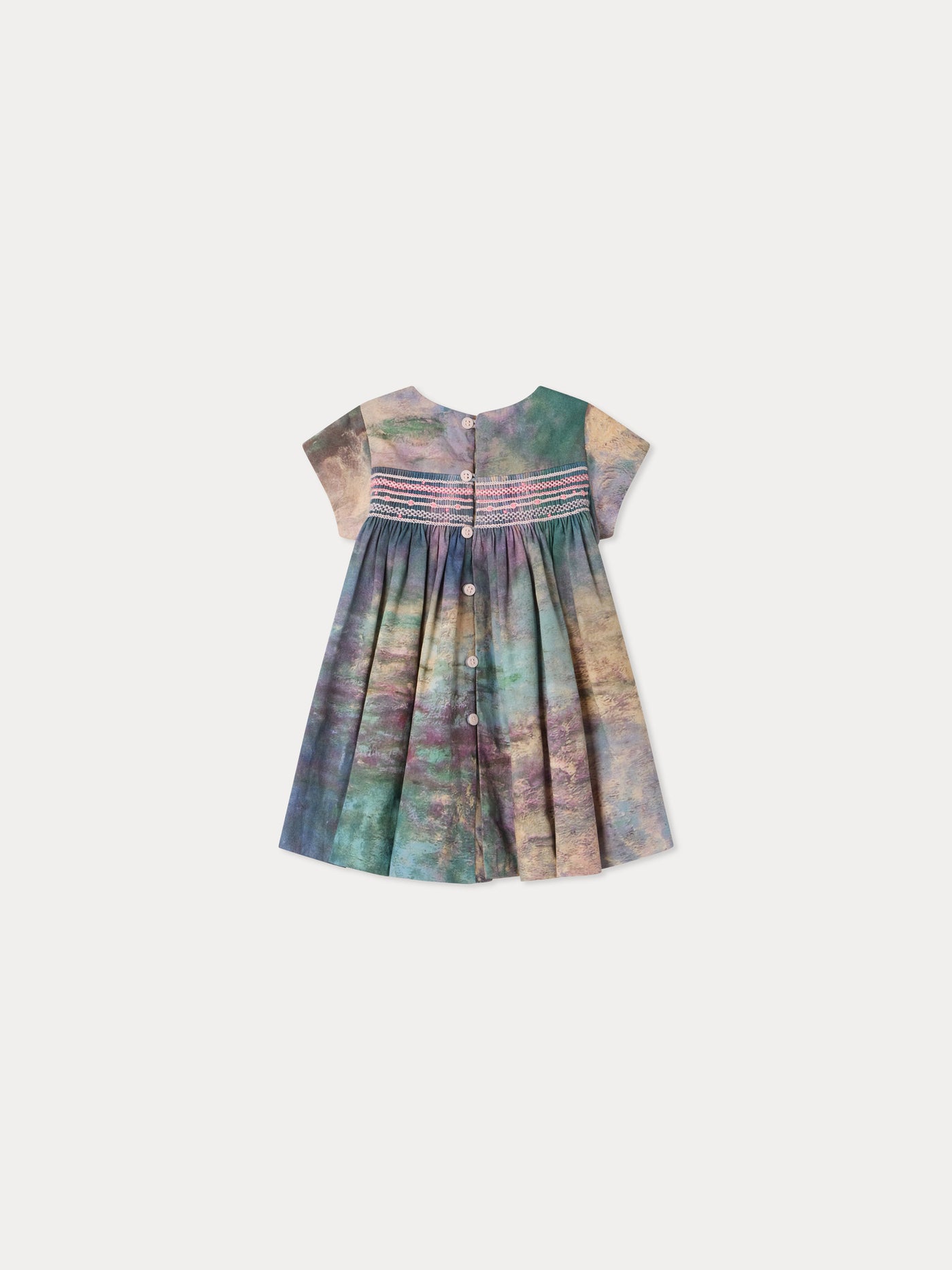 Bonpoint x MoMA Maruska baby dress smocked and hand-embroidered in organic cotton