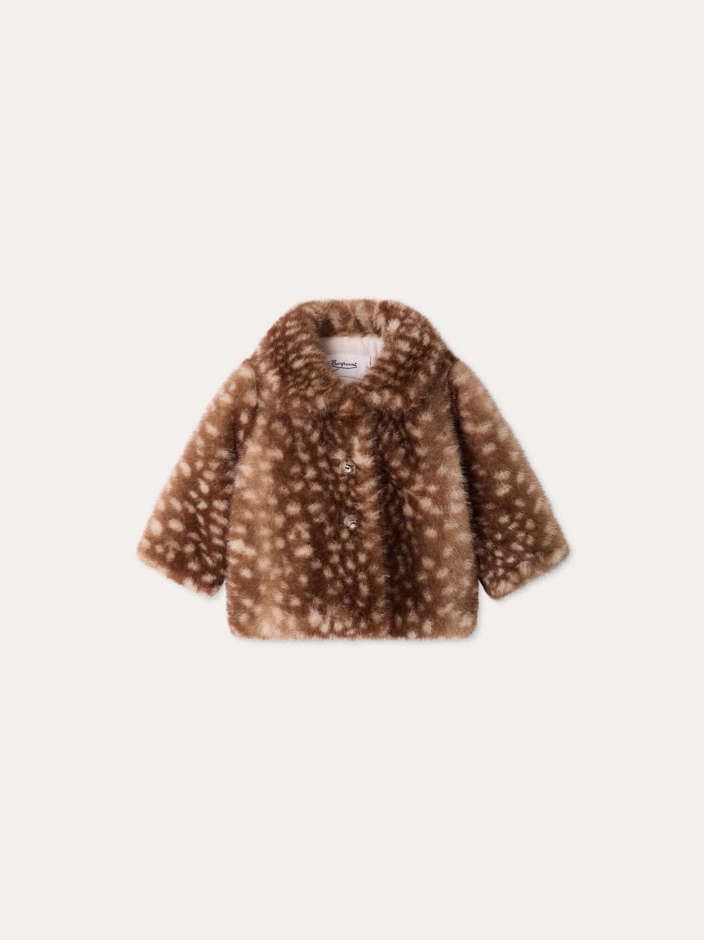 Douceur baby coat with fawn motif in faux fur