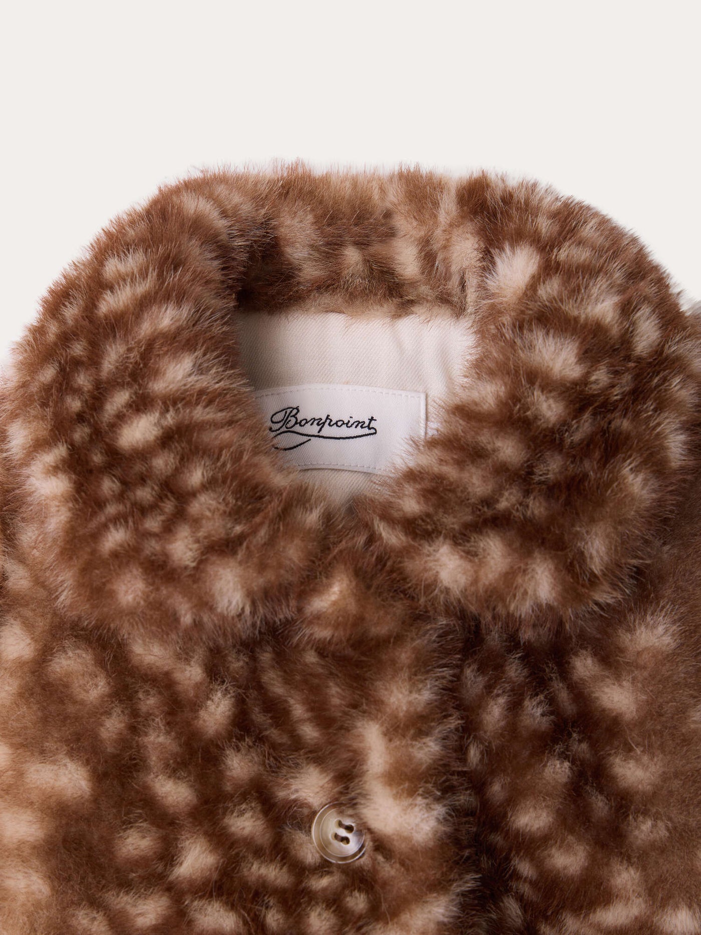 Douceur baby coat with fawn motif in faux fur