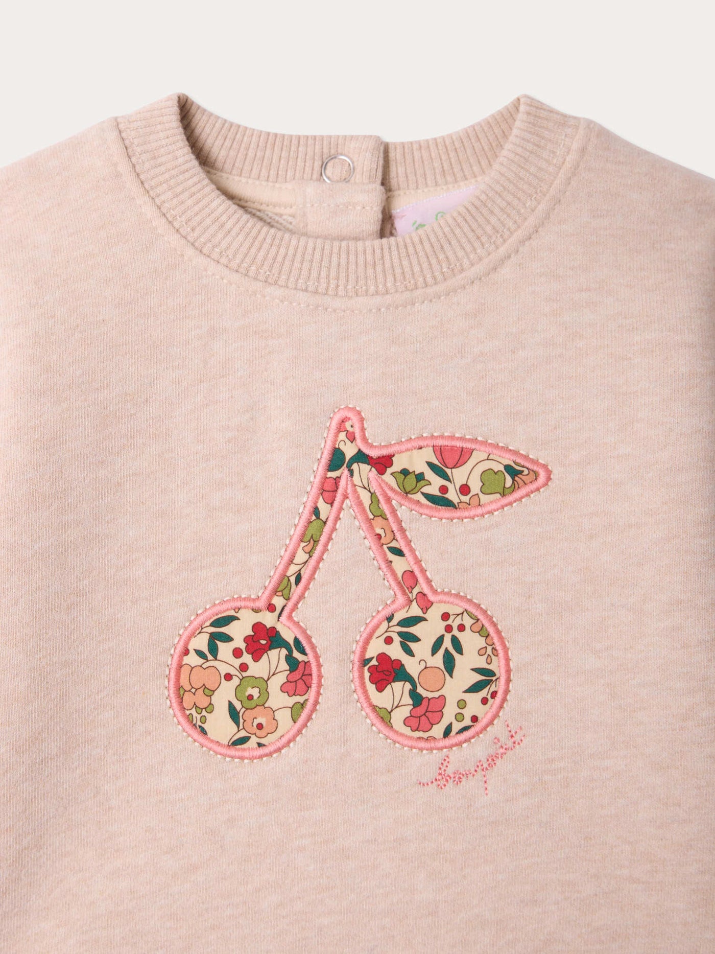 Baby sweatshirt Dahlia in organic cotton with Liberty fabric cherry print