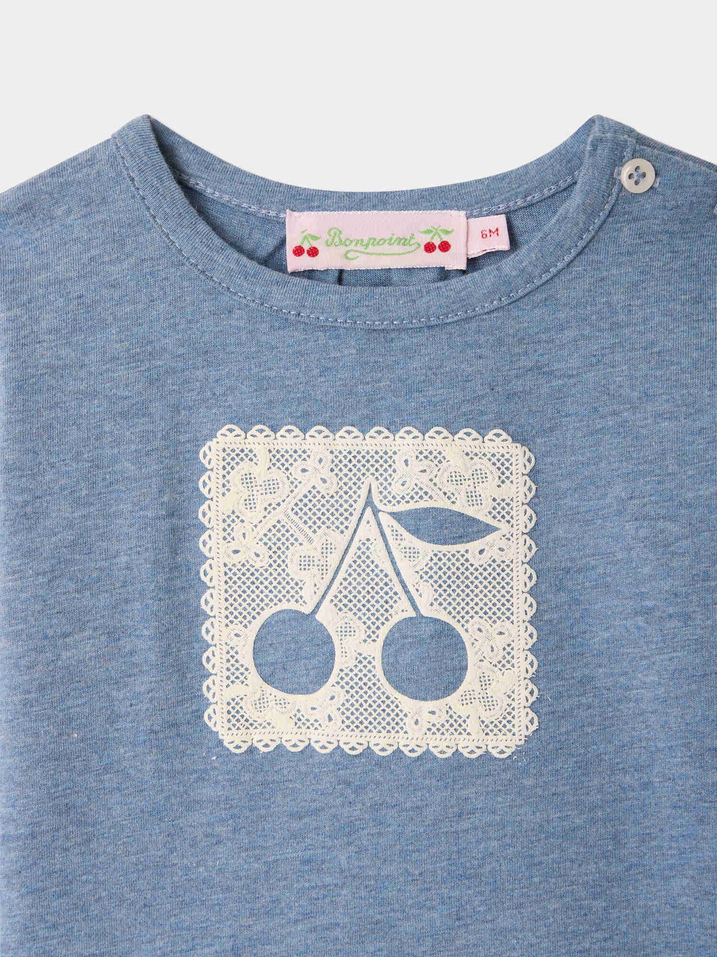 Tahsina baby T-shirt with doily-and-cherry print in organic cotton