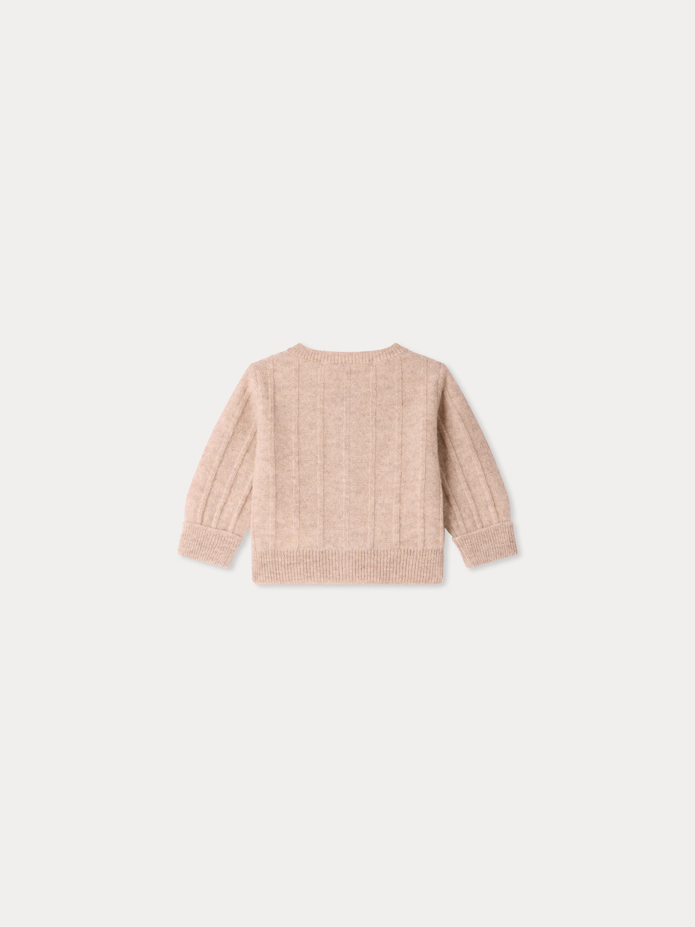 Leander baby round-neck cardigan with fancy ribbing in cashmere