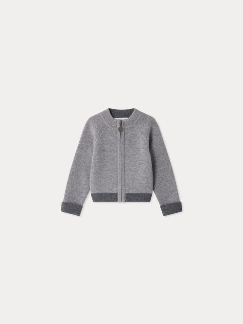 Thylio baby cardigan with stand collar in cashmere