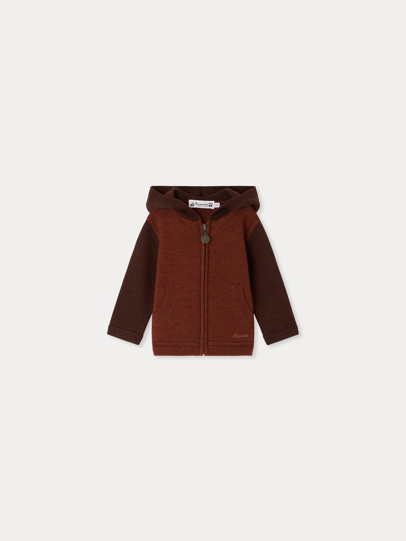 Alexandros baby zipped cardigan with wool hood